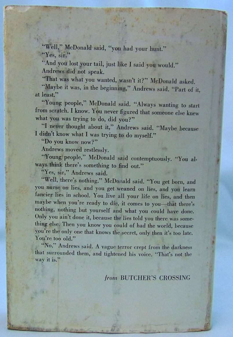 John Williams: Butcher’s Crossing First Edition HC DJ 1960 Macmillan