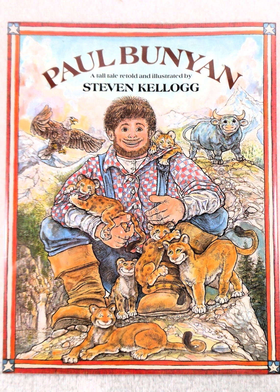PAUL BUNYAN — Steven Kellogg — Signed & Dated w/ Drawing • Ex‑Library HC/DJ