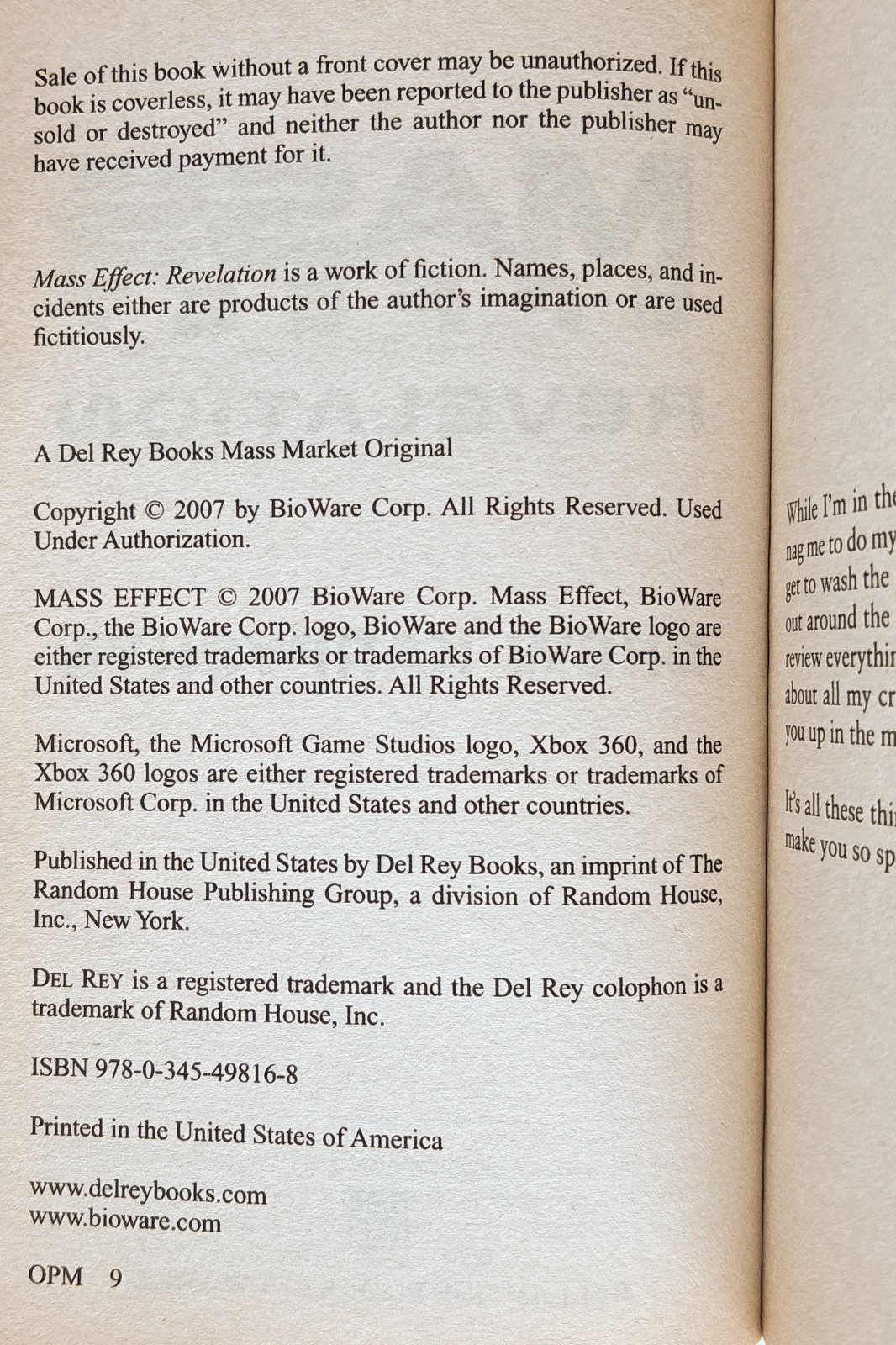 Mass Effect Revelation Drew Karpyshyn Paperback Sci-Fi Novel