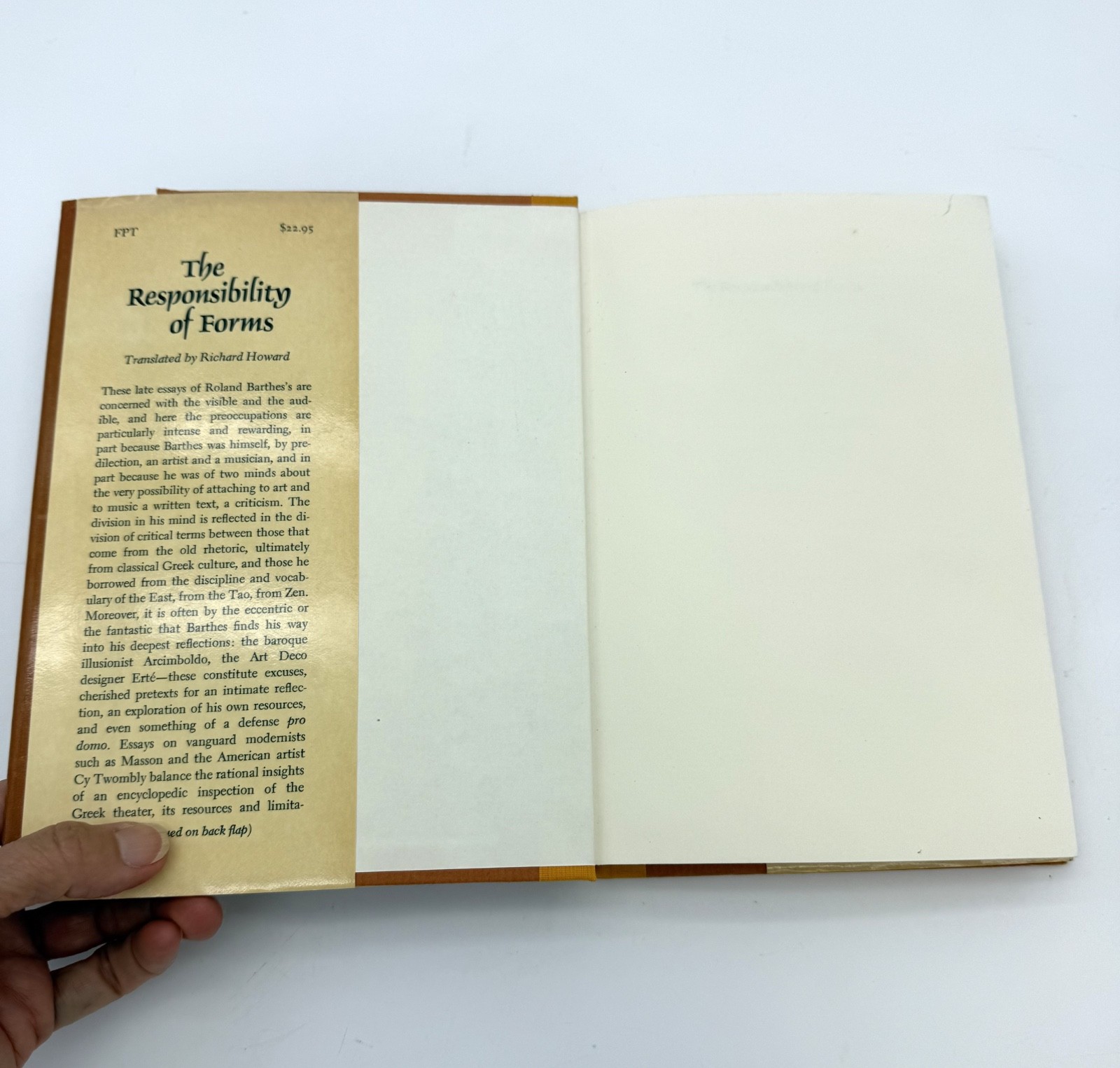 ROLAND BARTHES : THE RESPONSIBILITY OF FORMS: CRITICAL ESSAYS ON MUSIC – 1st Ed