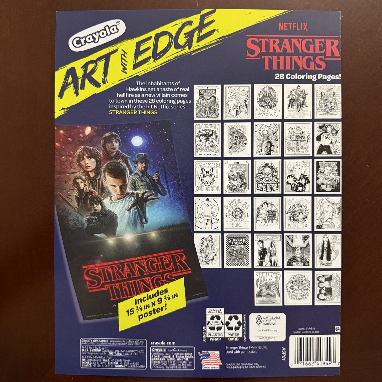 SEALED Stranger Things TV Show Crayola Art with Edge 28 Coloring Pages + Poster!
