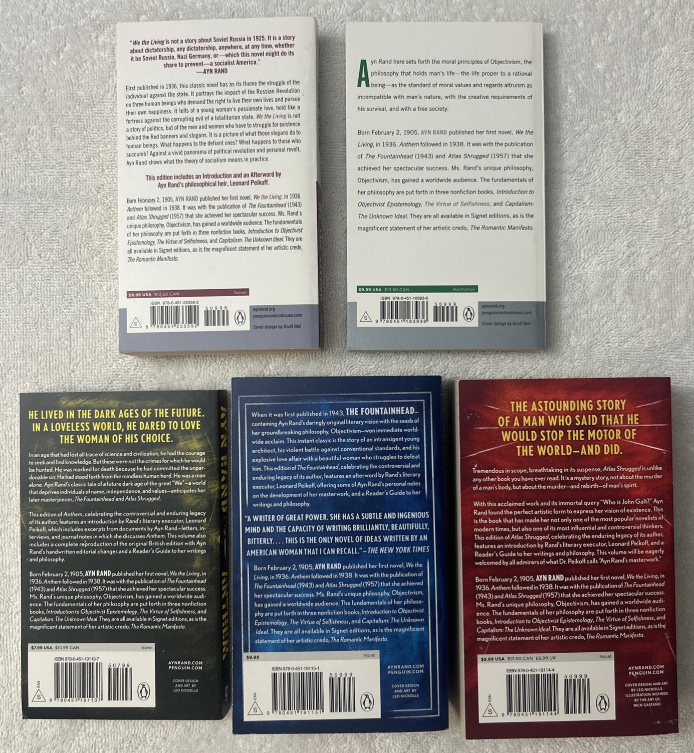 Ayn Rand Lot Of 5 Atlas Shrugged The Fountain Head Philosophy