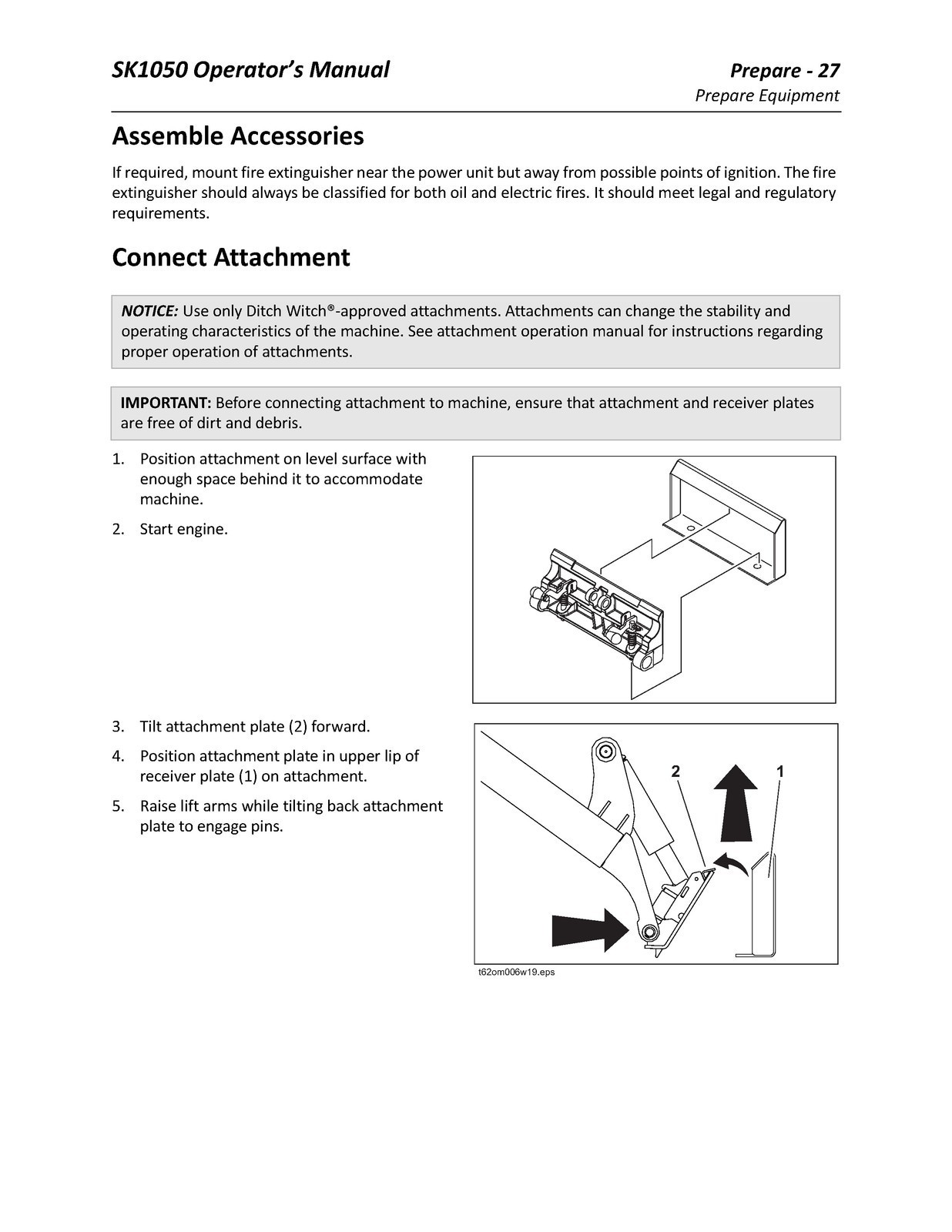 DITCH WITCH SK1050 Mini Skid Steer Operators Manual CLOSURE – TOUGH FRONT & BACK