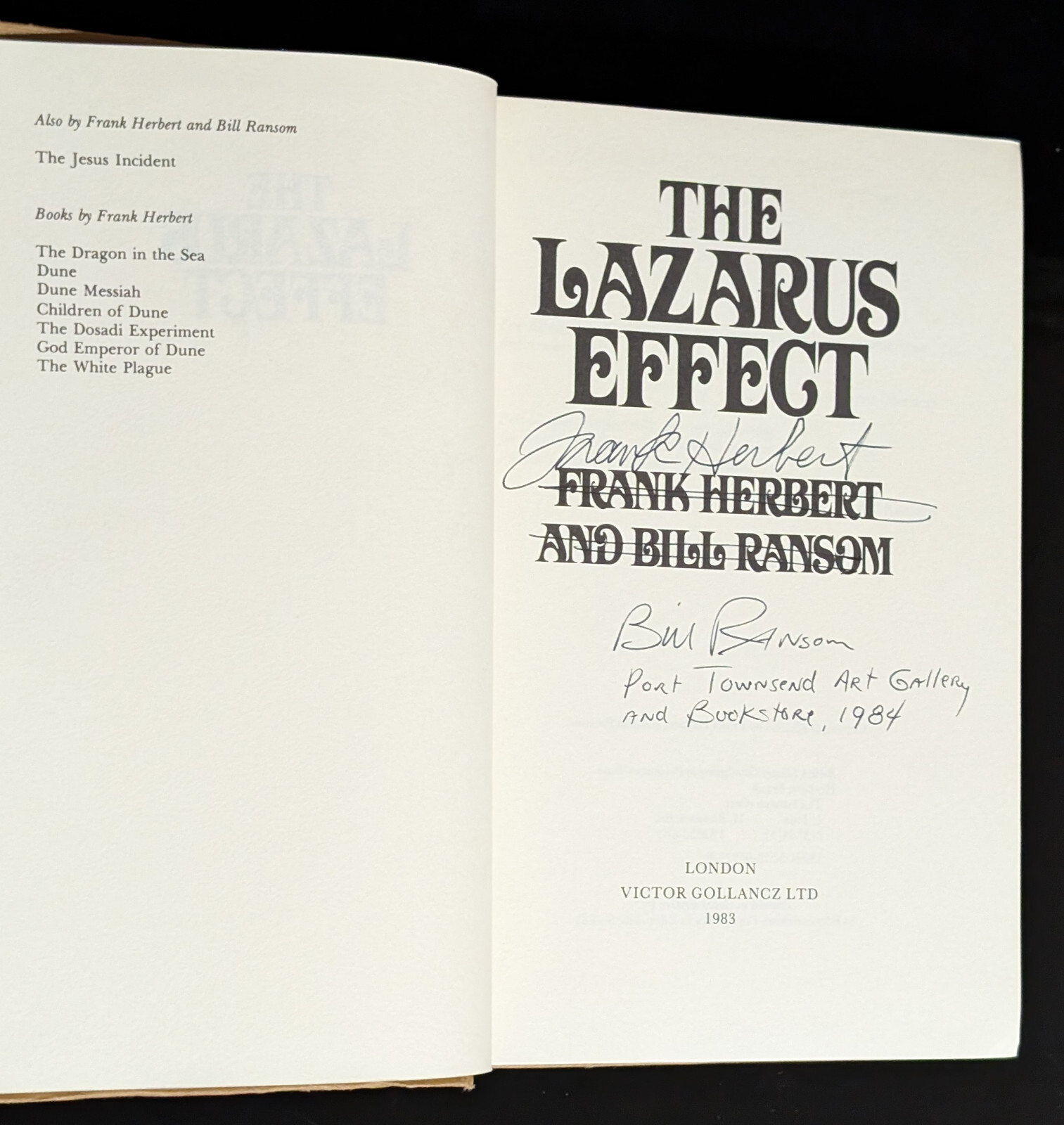 The Lazarus Effect SIGNED AUTOGRAPHED by BOTH Frank Herbert Bill Ransom RARE UK