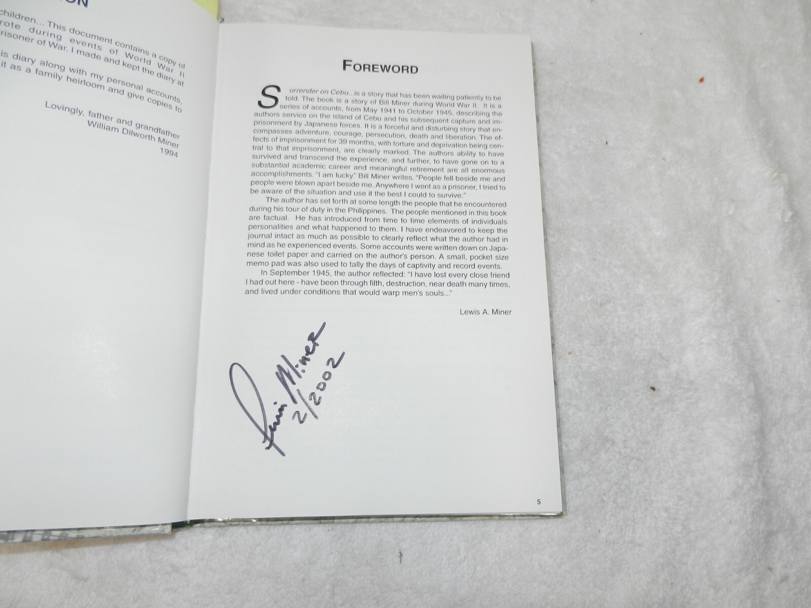 WW II 1942 Philippines Army Lt. “SURRENDER ON CEBU: A POW’S DIARY” Signed