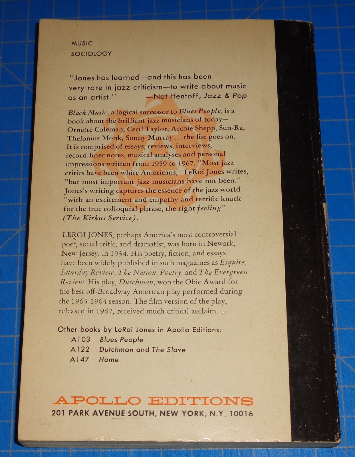BLACK MUSIC by LeRoi Jones (Amiri Baraka) – Apollo Paperback