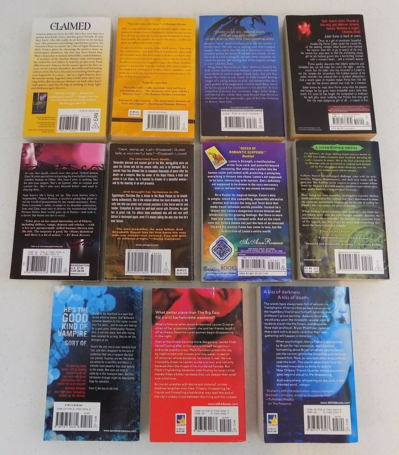 Lot Of 11 ~ Paranormal Romance Paperbacks ~ Sinful Magic-Blood Red-Witch Heart
