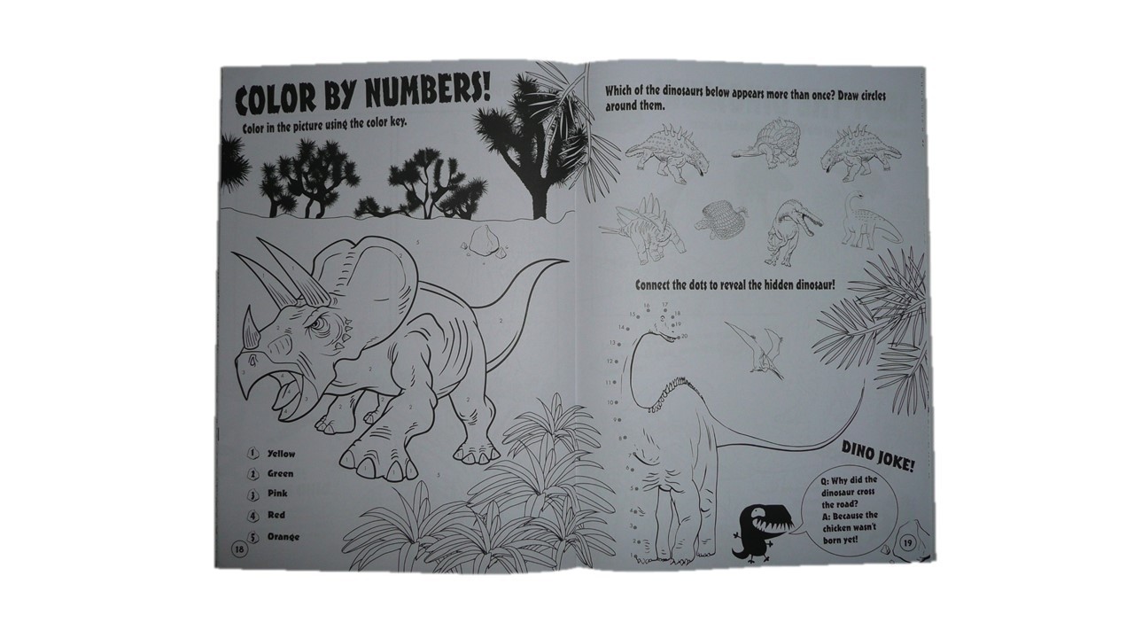 Kids Dinosaur Coloring Books With Fun Activities Facts Puzzles Jokes 4-Pack Set
