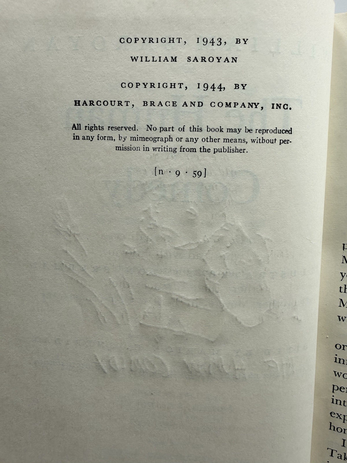 The Human Comedy William Saroyan 1944 HC Don Freeman Harcourt Brace