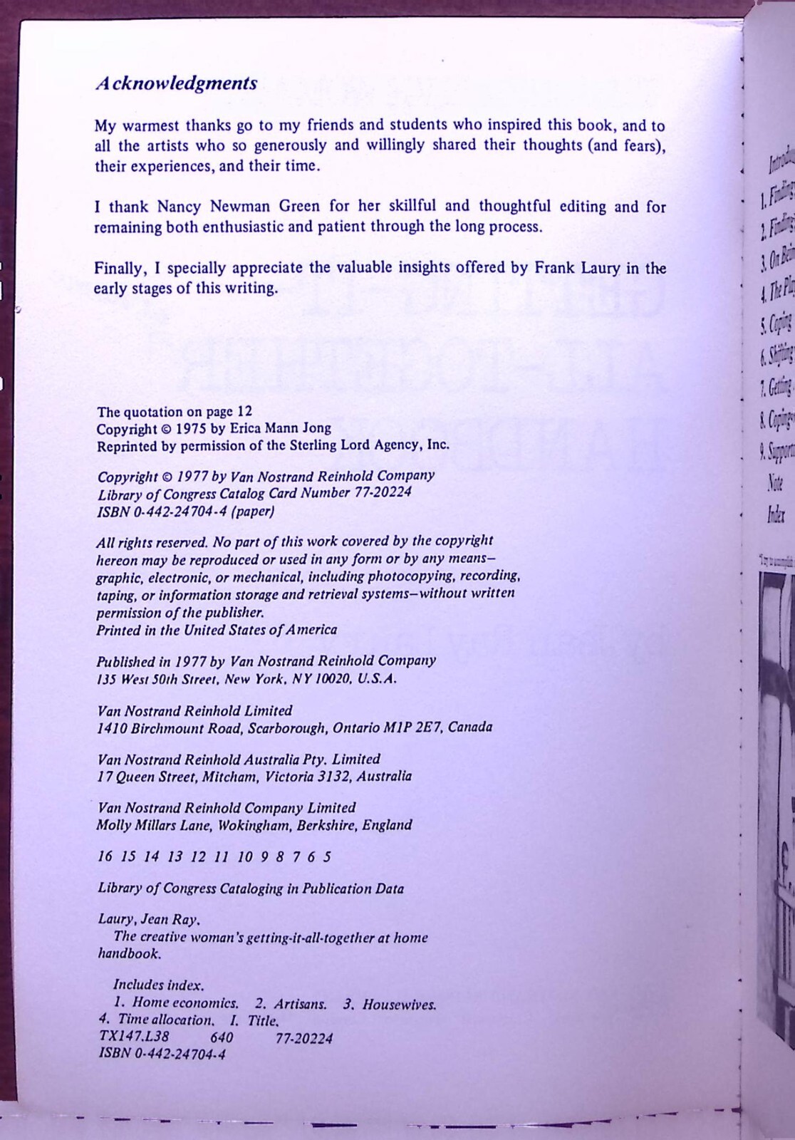 1977 THE CREATIVE WOMAN’S GETTING IT ALL TOGETHER AT HOME HANDBOOK PB B1016