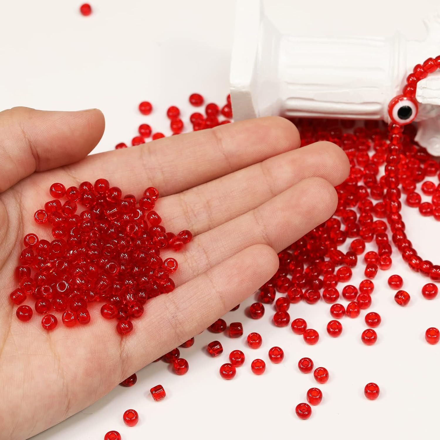 Transparent Red Color 4mm Seed Beads About 1200pcs/100Grams in Bag, 6/0 Glass Cr