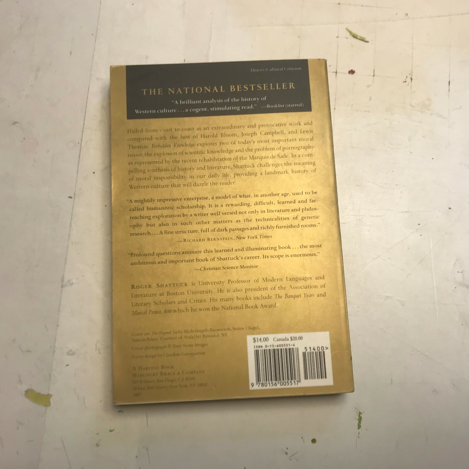 Forbidden Knowledge: From Prometheus to Pornography Shattuck Roger ’97 pb book!