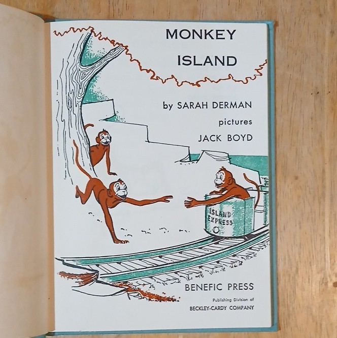 Benefic Press Monkey Island Sarah Derman HC 1957 Pretty Bird Illus Signed