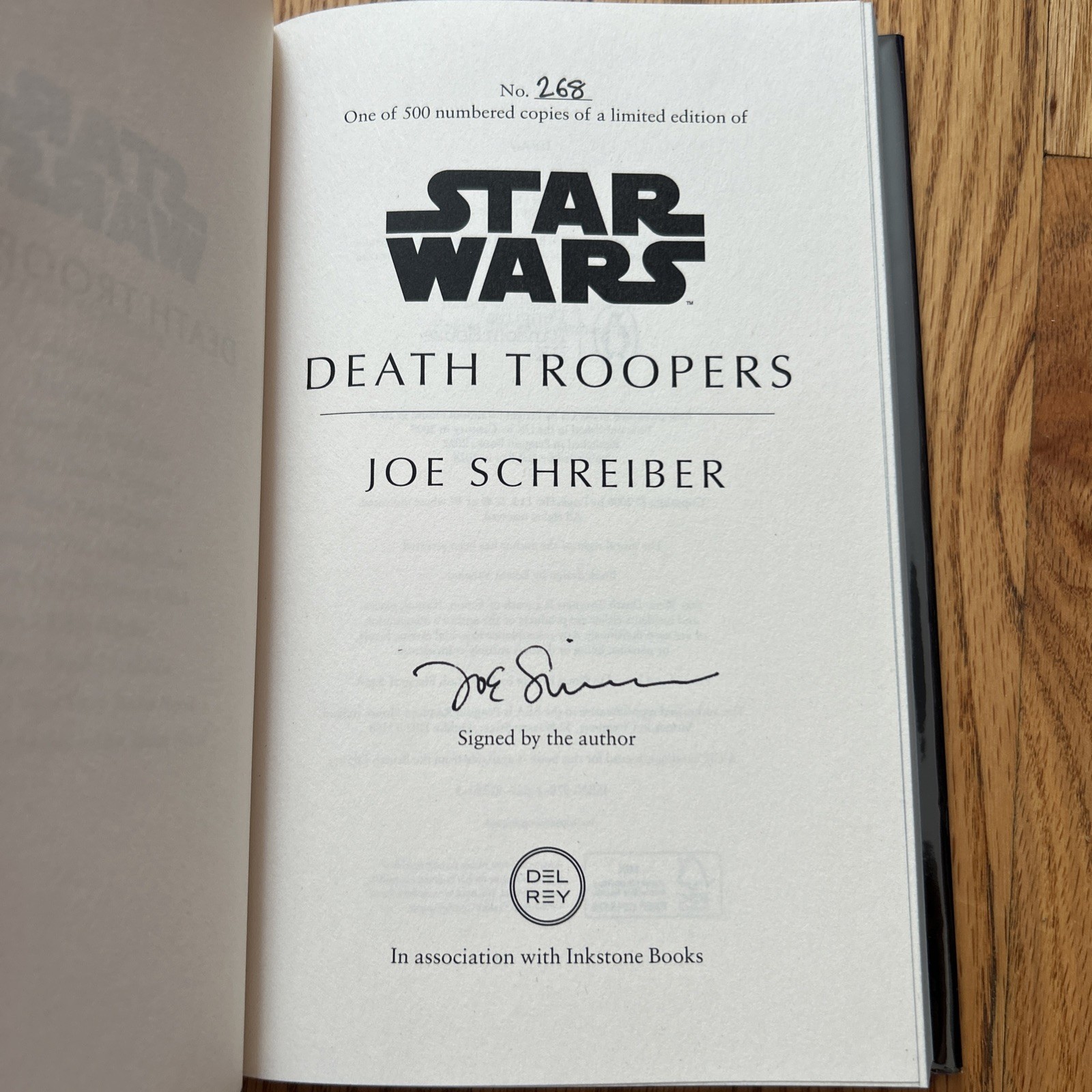 Star Wars Death Troopers Joe Schreiber Signed Ltd Ed Inkstone Books Sprayed Edge