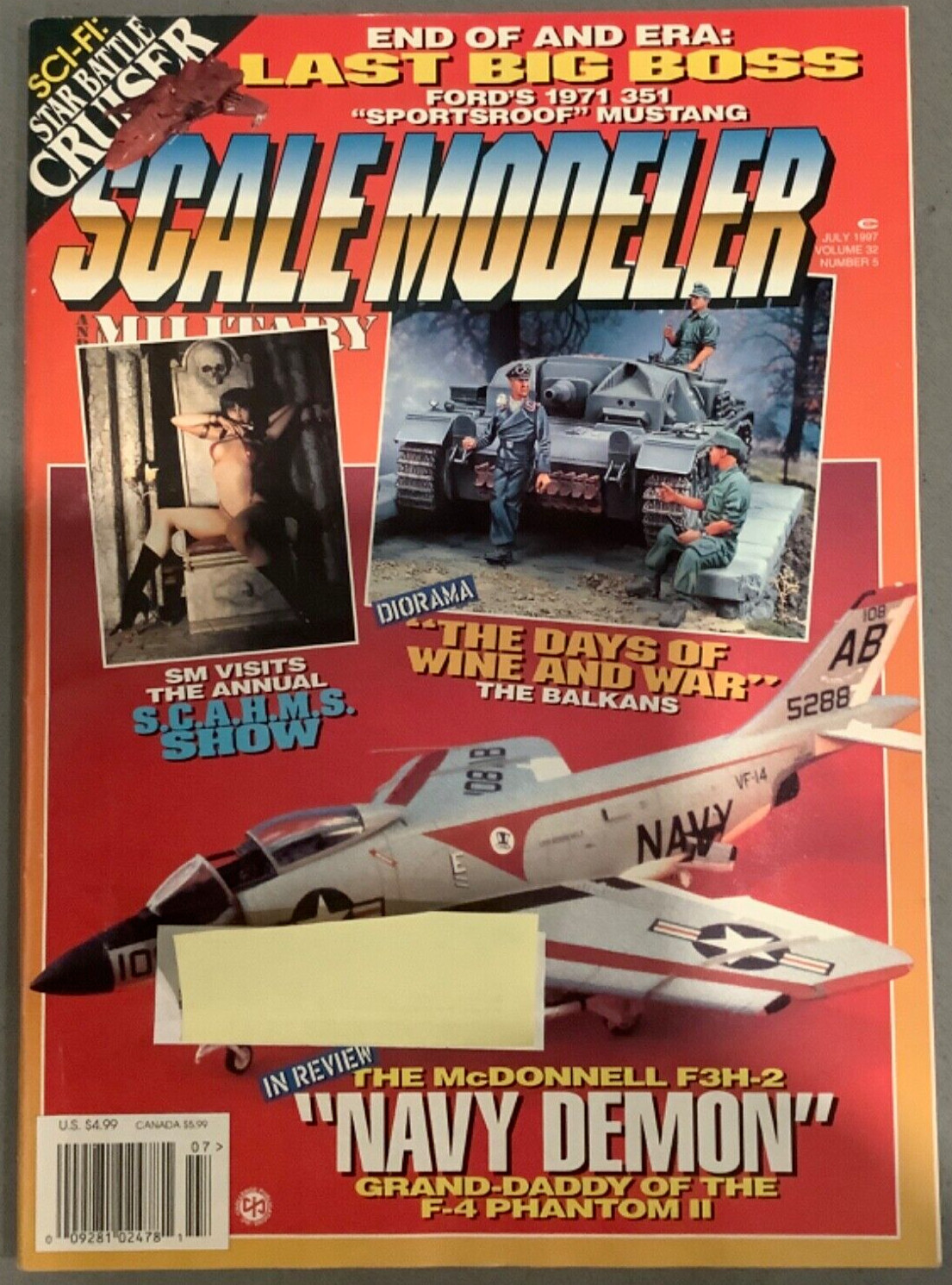 Scale Modeler Military Vol 32 No 5 July 1997 McDonnell F3H-2 Diorama 351 Mustang