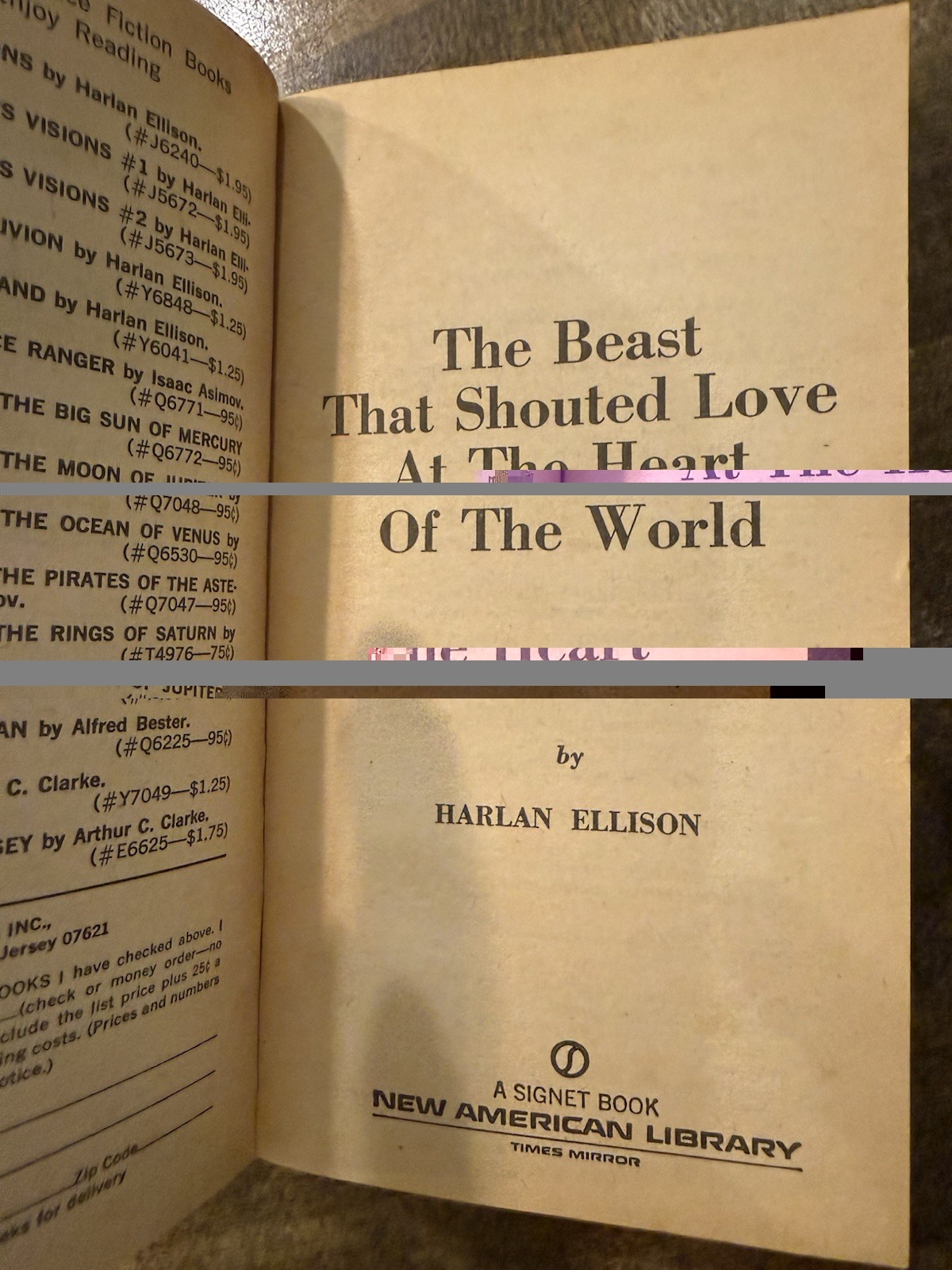 The Beast That Shouted Love at the Heart of World Harlan Ellison 1st Edition