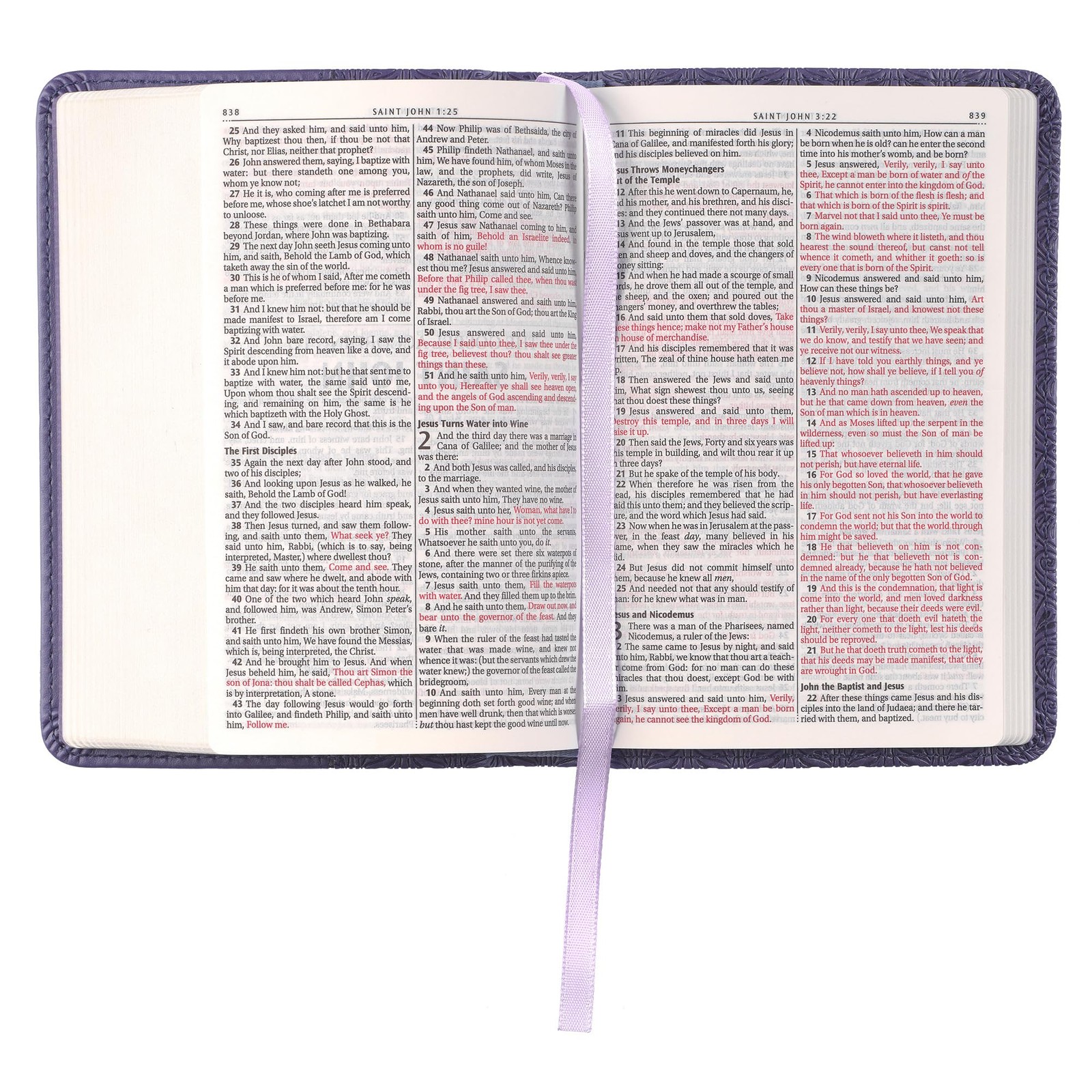 KJV Holy Bible, Mini Pocket Size, Faux Leather Red Letter Edition – Ribbon Ma…