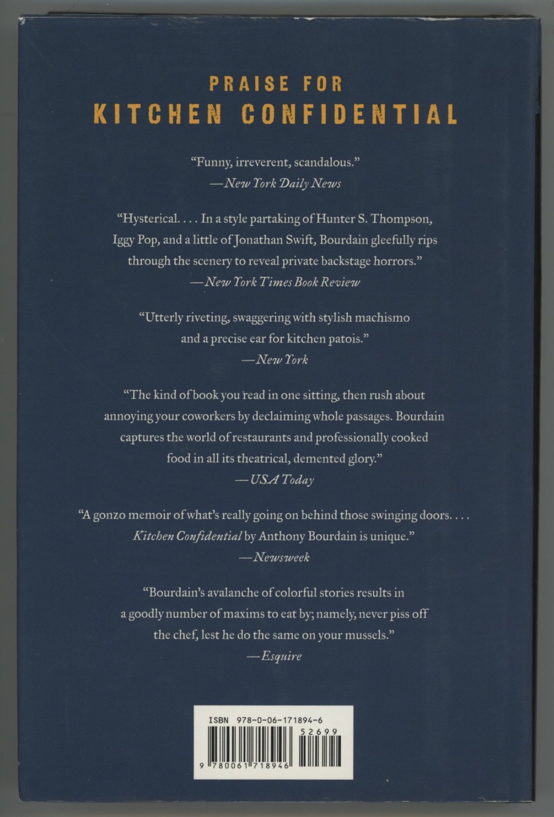 Signed Anthony Bourdain MEDIUM RAW Food Writing Author of Kitchen Confidential