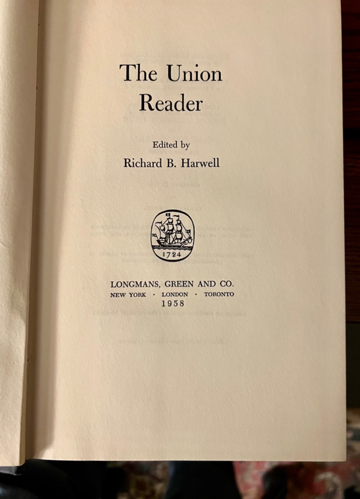The Union Reader book by Richard B. Harwell 1958 1st Edition US Civil War HCDJ