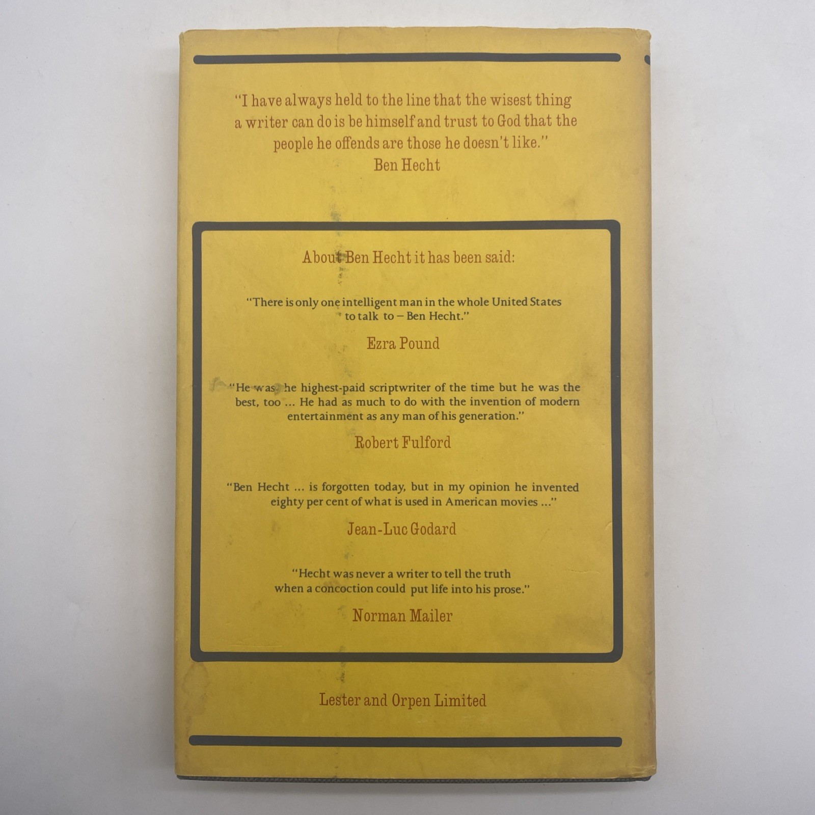 The Five Lives Of Ben Hecht By Doug Fetherling 1977 Hardcover With Dust Jacket