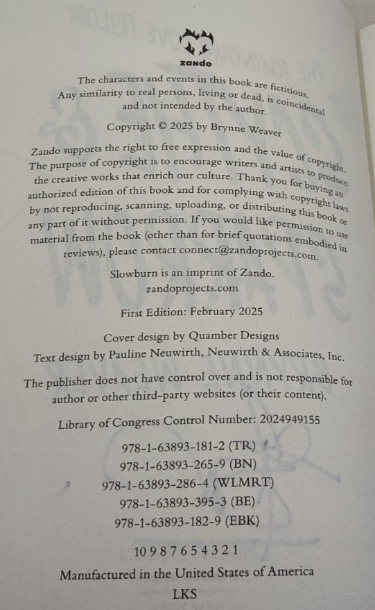 Scythe & Sparrow by Brynne Weaver 1st Ed. 1st Print Signed PB 2025
