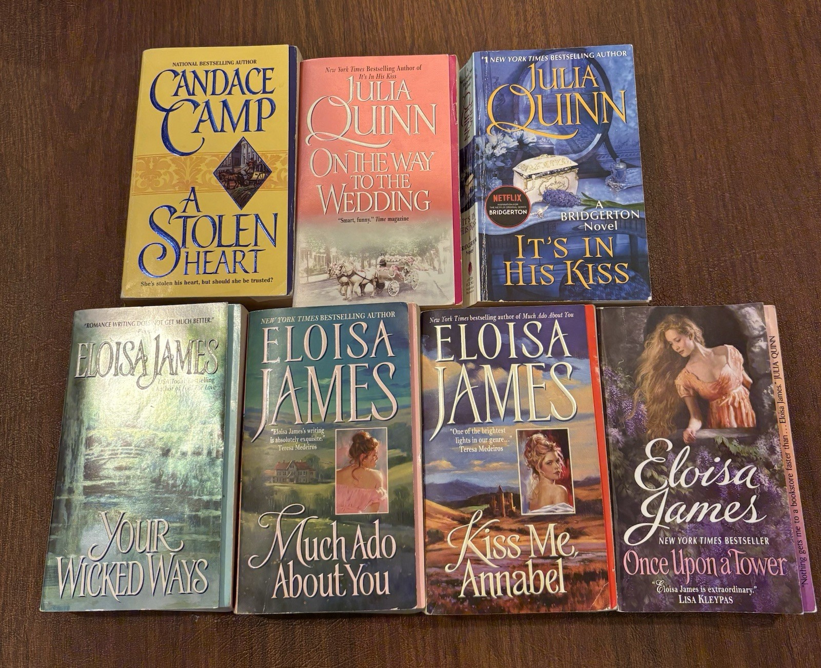 Lot of 7 Historical Romance paperbacks-Julia Quinn, Eloisa James, Candace Camp