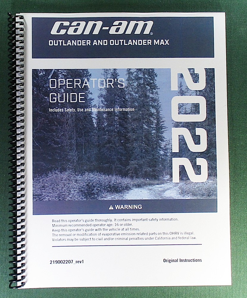 2022 Can-Am Outlander 650 Owner’s Manual: 260 Pages & Protective Covers