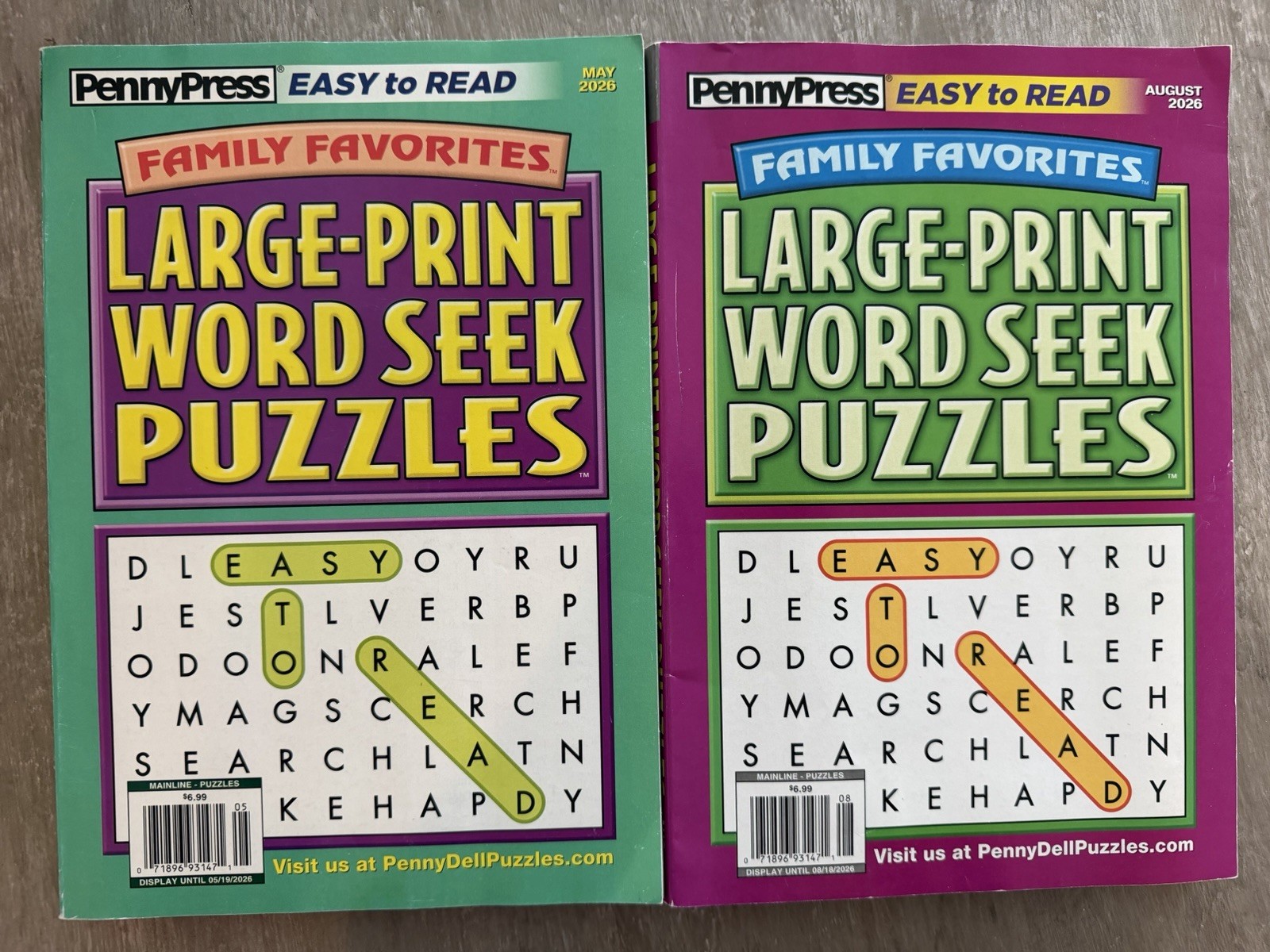 Lot Of 2 Family Favorites Large-Print Word Seek Puzzles by Penny Press 2026