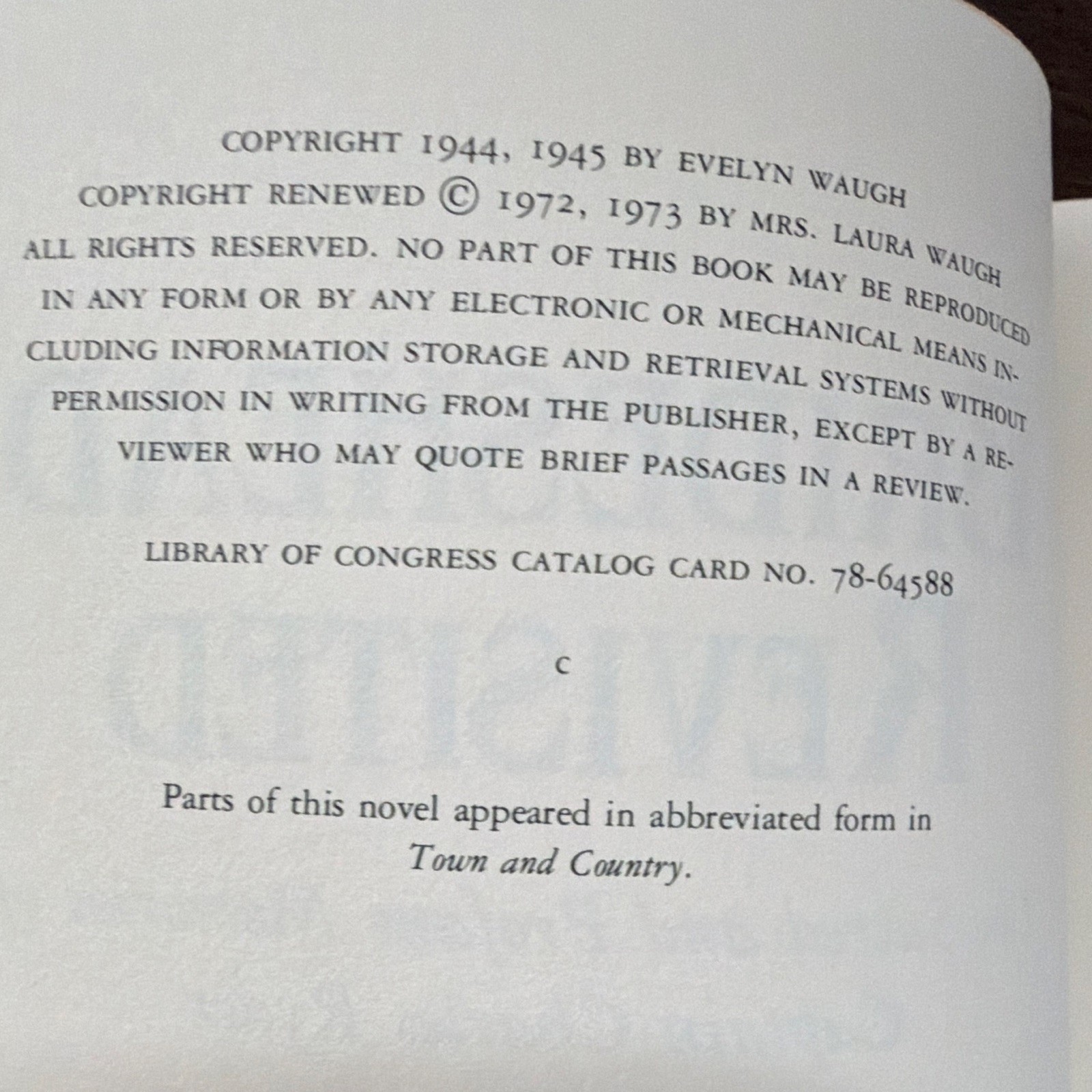 Brideshead Revisited: Memories of Capt. Charles Ryder — Evelyn Waugh HC 1944