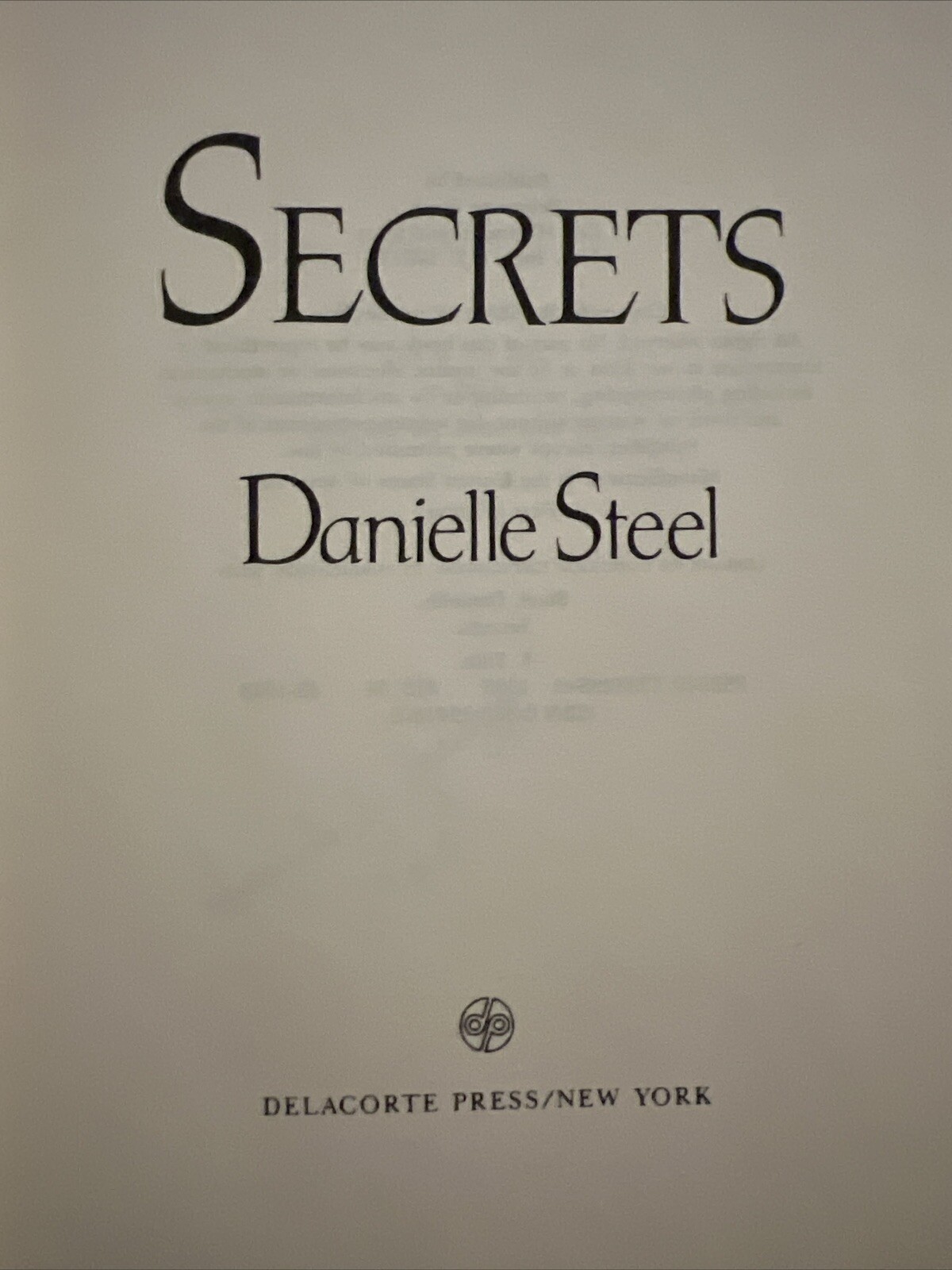 Danielle Steel Hardback “Secrets” 1985