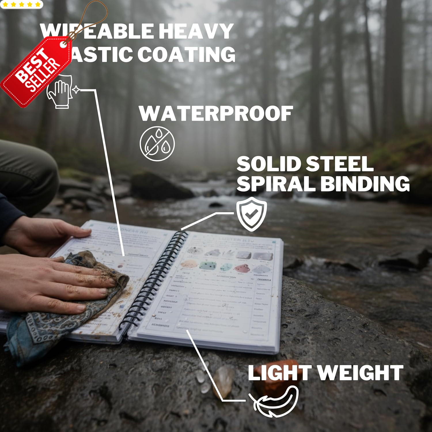 Spiral Rocks Minerals US Field Guide Waterproof Rockhounding Crystals Book – US