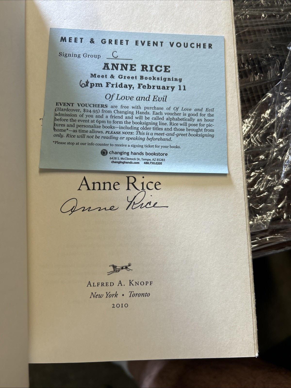SIGNED – Anne Rice’s “Of Love And Evil” Hardcover Novel First Edition