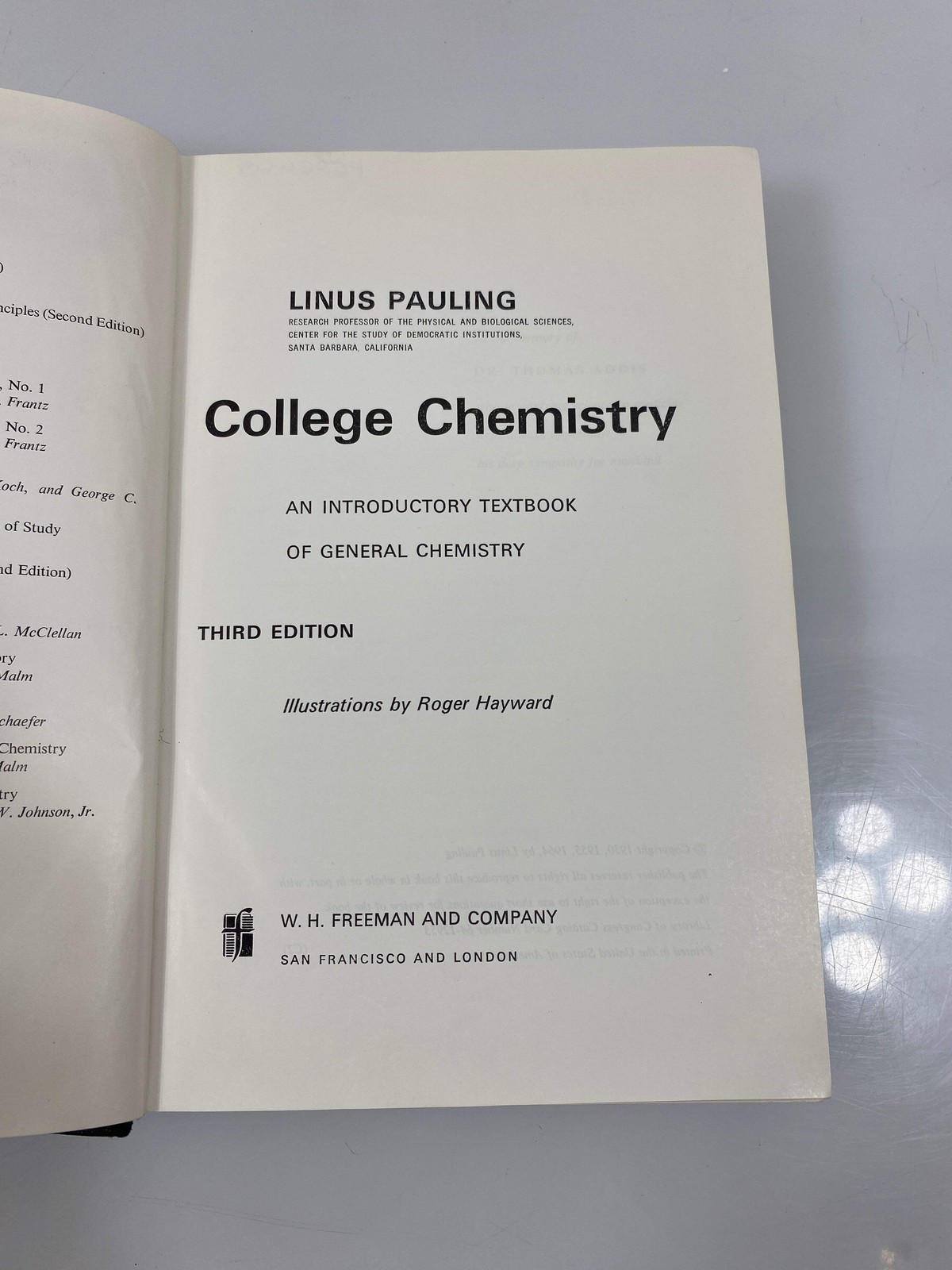 College Chemistry by Pauling 3rd Edition Ex-library 1964 HC