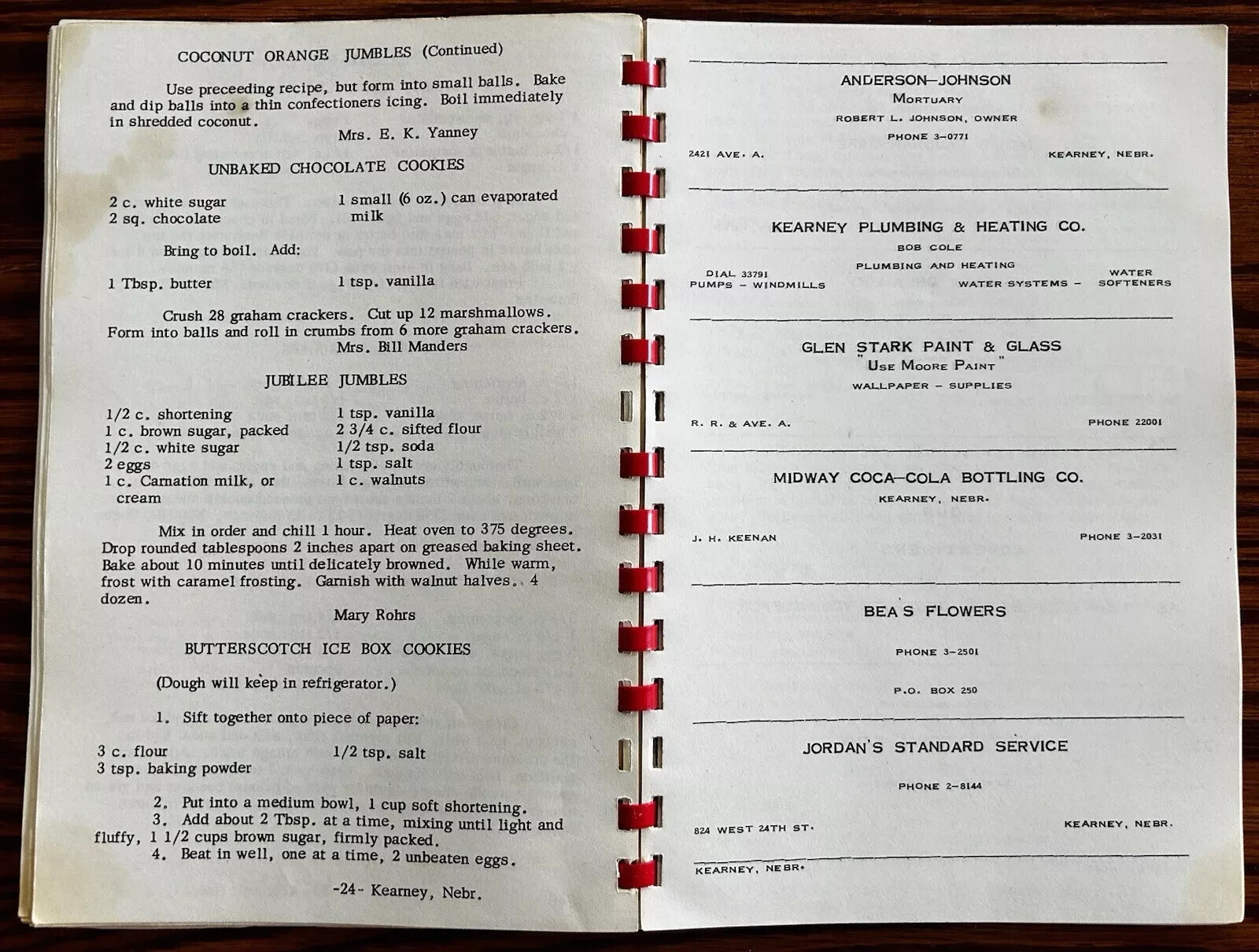 1957 Epsilon Sigma Alpha ESA Sorority Cook Book Kearney Nebraska Vintage
