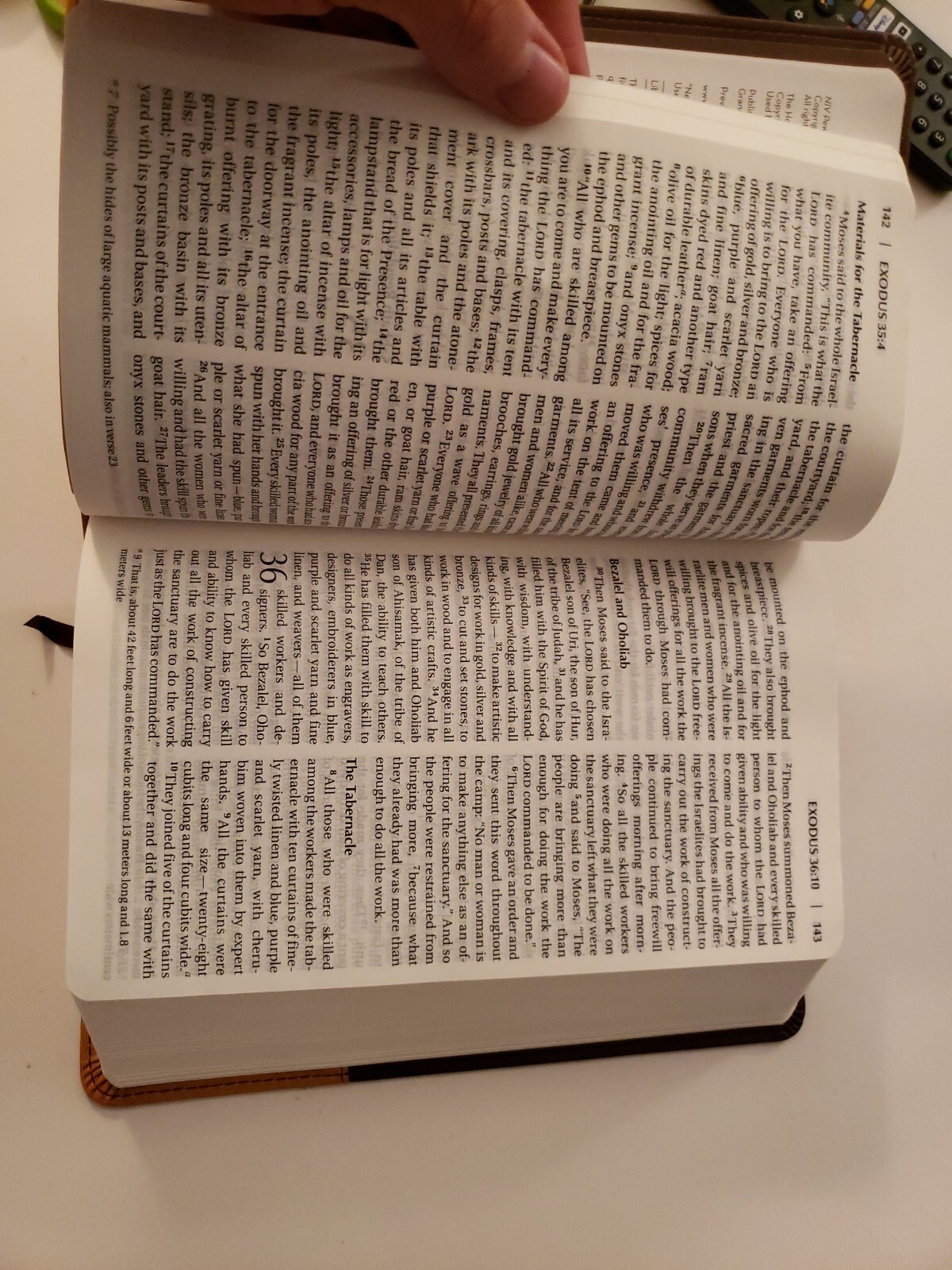 NIV Holy Bible Large Print Chocolate / Amber Duo Tone Brown Leather Cover Church