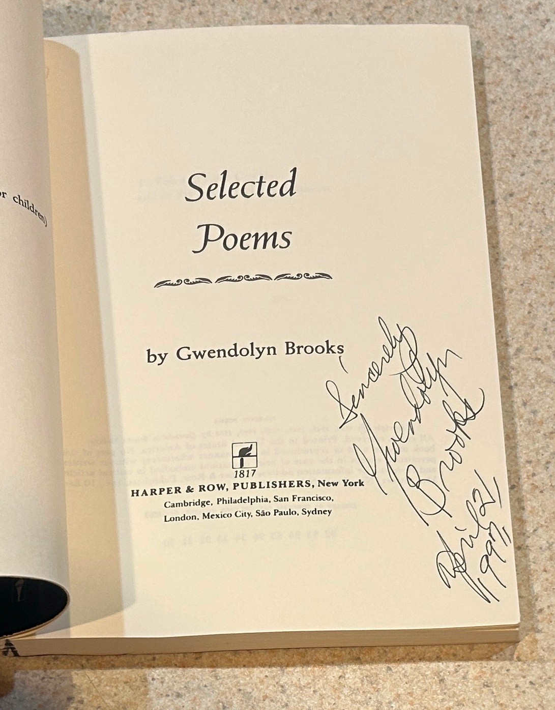 Gwendolyn BROOKS — Selected Poems — SIGNED TPB