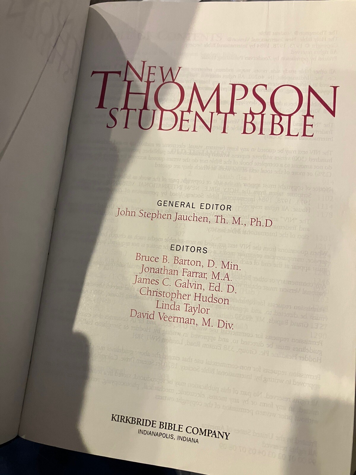 Thompson Student Bible by Thompson Publishing Staff (1999, Leather)