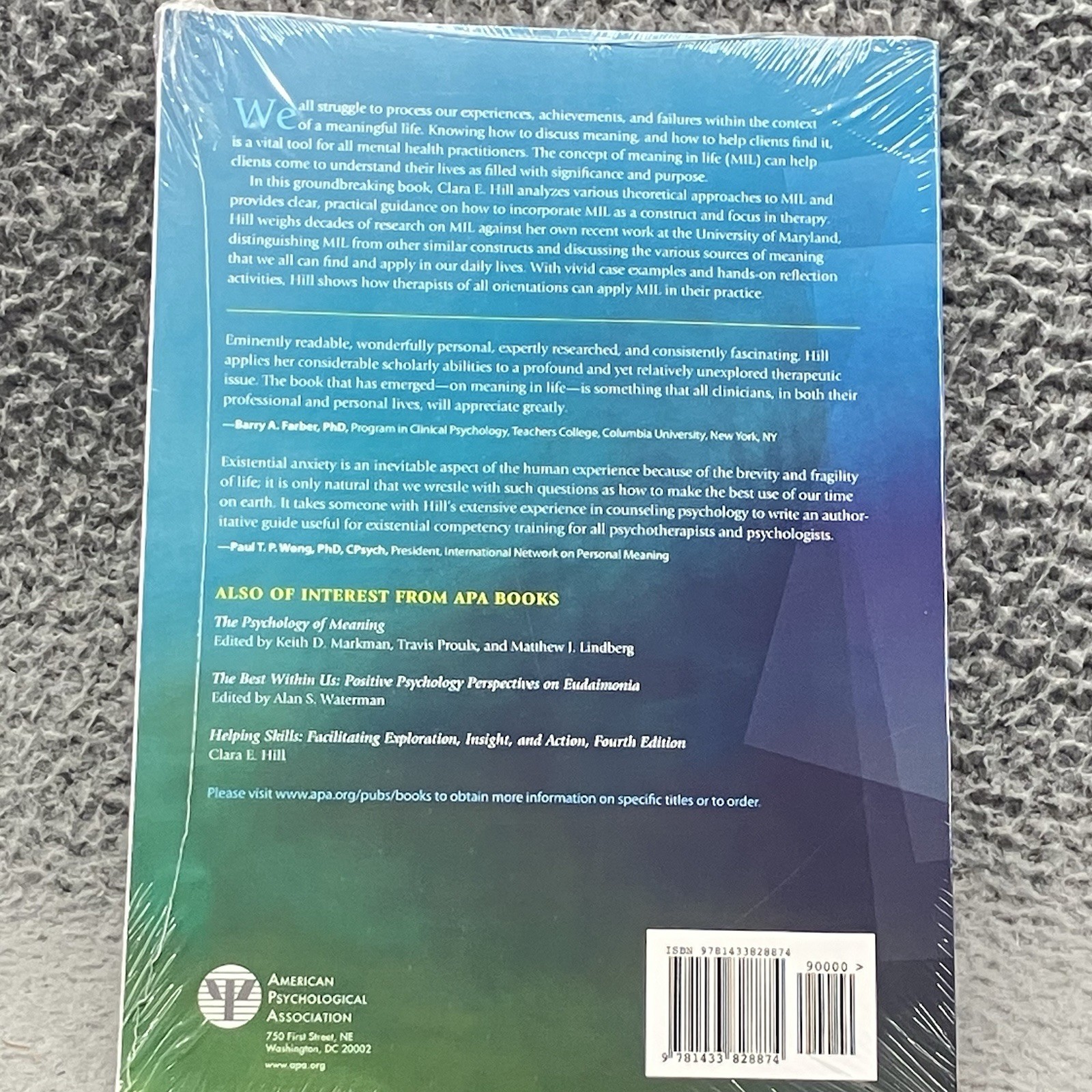 Meaning in Life: A Therapist’s Guide by Clara E. Hill (English) Paperback SEALED