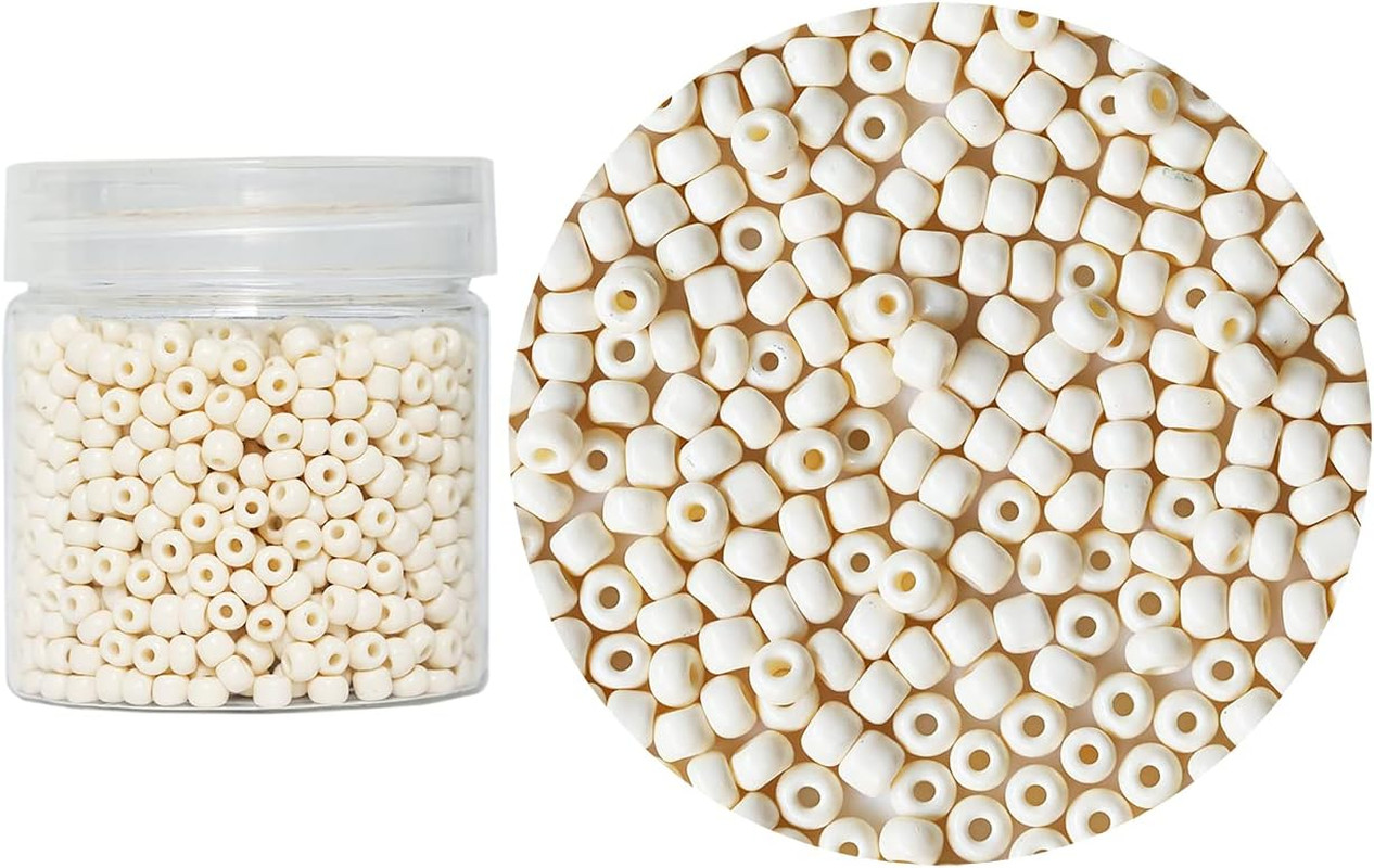 Beige Color 4Mm Glass Seed Beads about 1400Pcs in Box 6/0 Glass Craft Seed Beads
