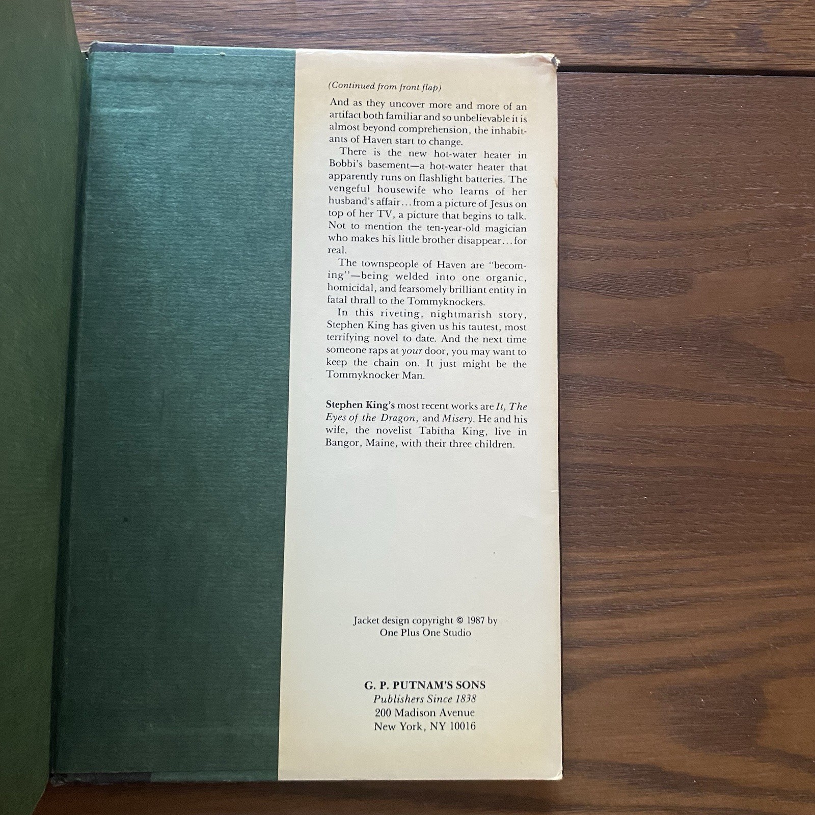 Stephen King The Tommyknockers 1987 Hardcover Dust Jacket