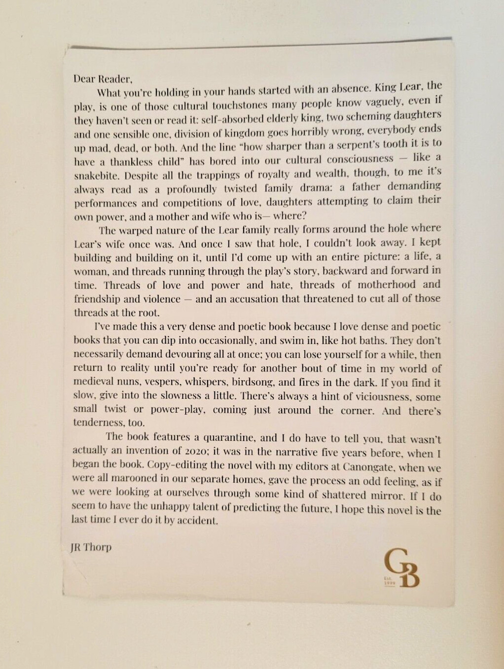 Learwife by JR Thorpe | Signed Numbered 342/1500 | UK First Edition