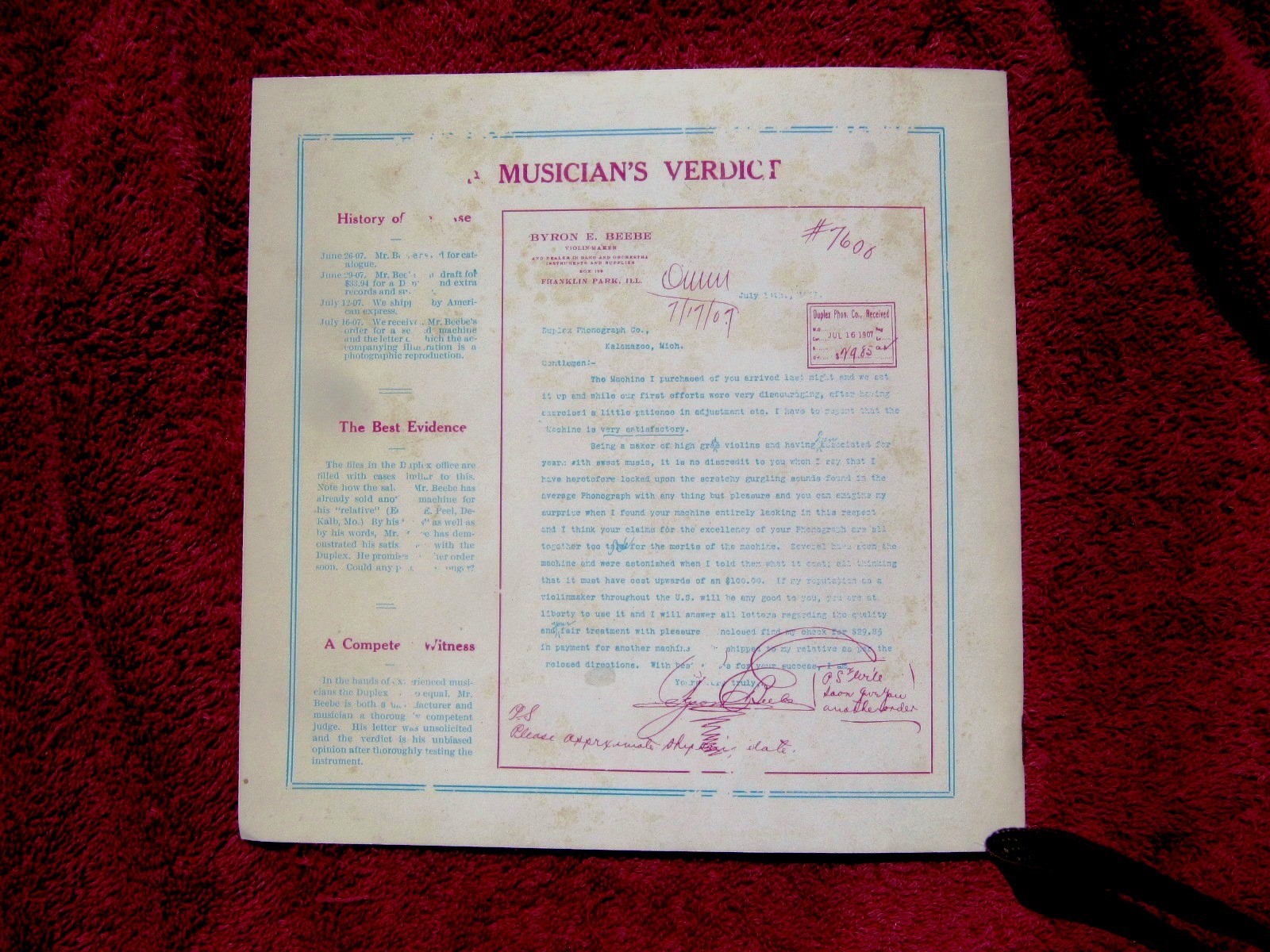1907 THE Kalamazoo DUPLEX Phonograph Catalog Sales Brochure 1975 Reprint