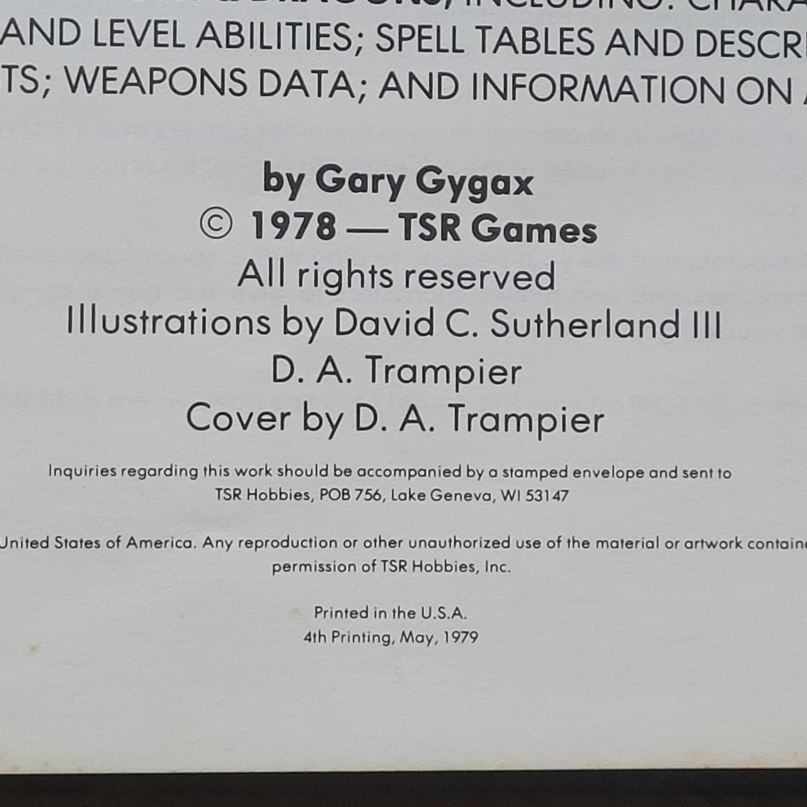 AD&D 1st Edition Players Handbook • 1979 4th Print TSR 2010 • Vibrant Yellow