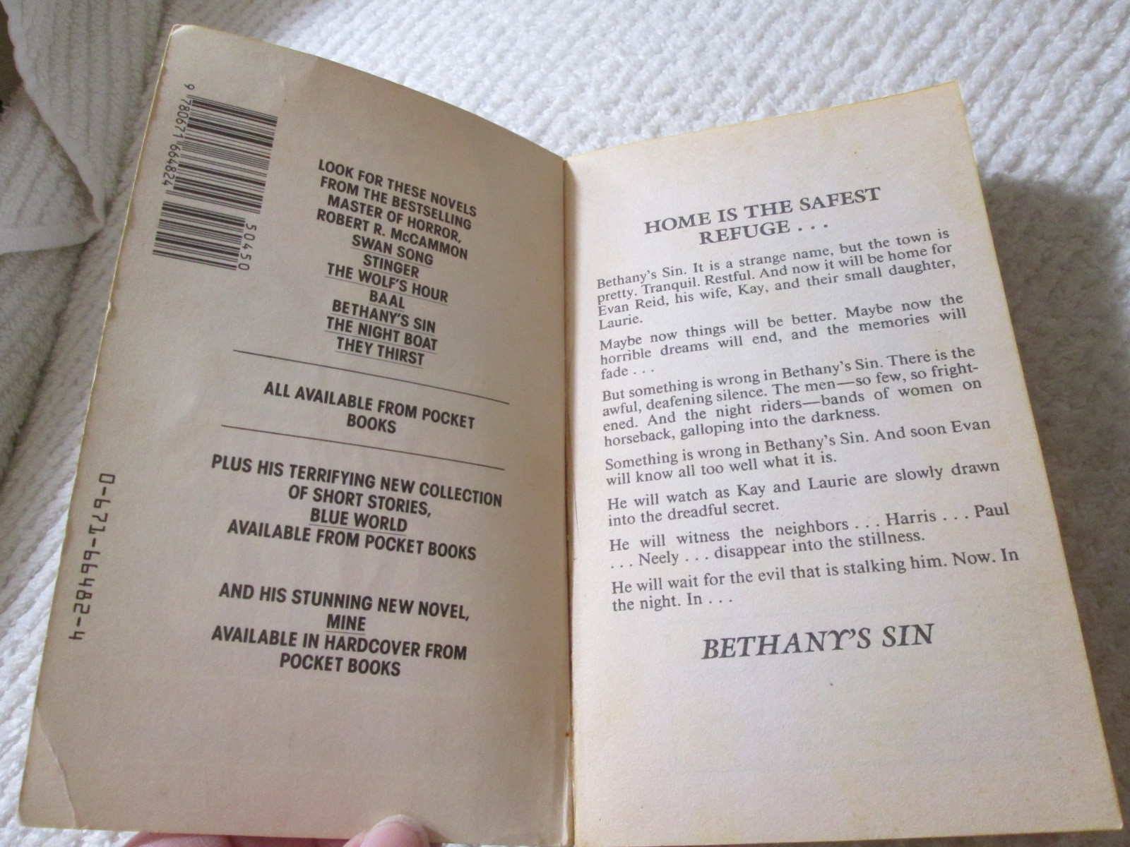 Bethany’s Sin by Robert R. McCammon Pocket Books Paperback 1988 Mass Market PB