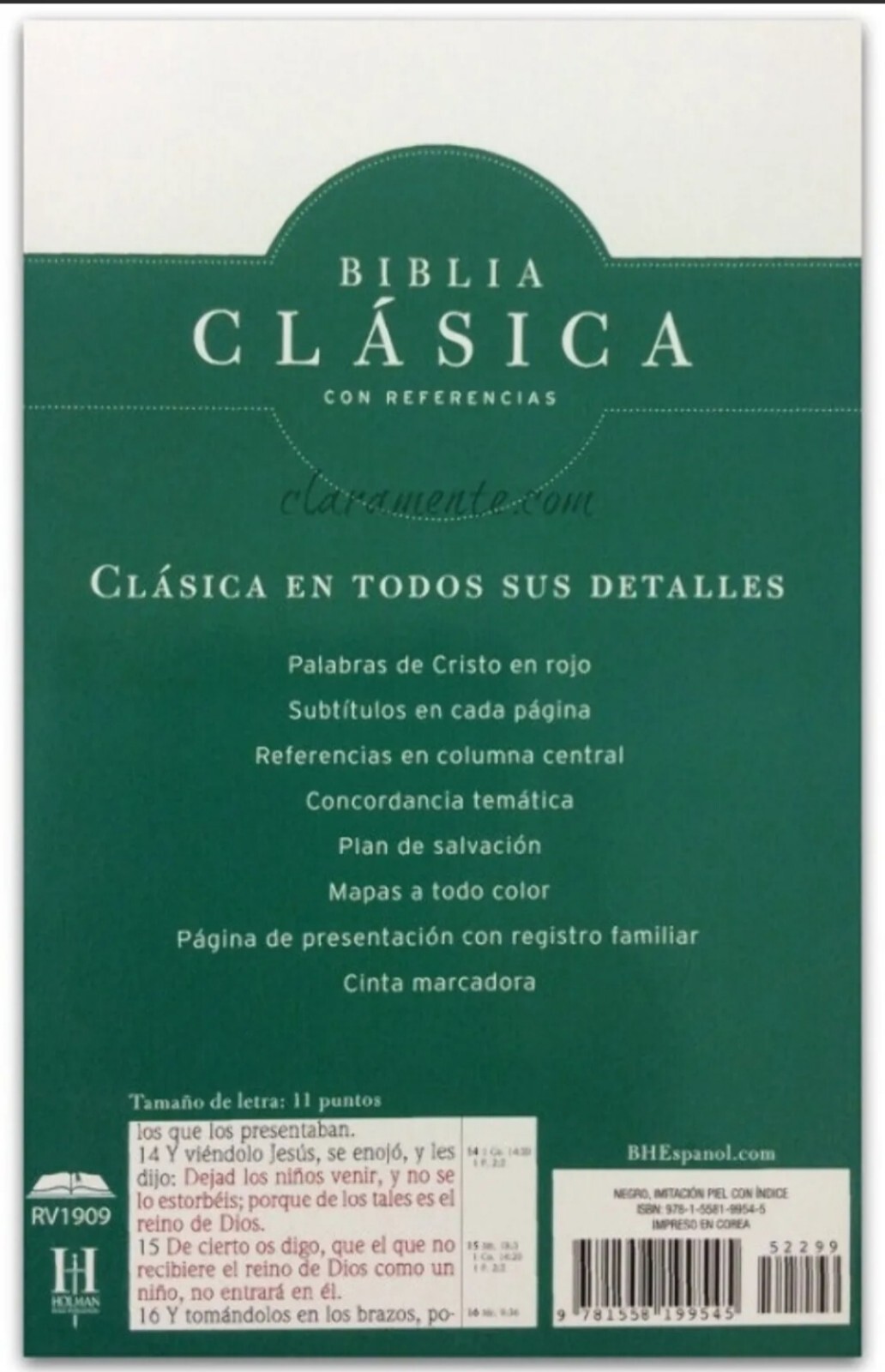 BIBLIA ANTIGUA VERSION REINA VALERA 1909 RVA CLASICA IMITACION PIEL NEGRO