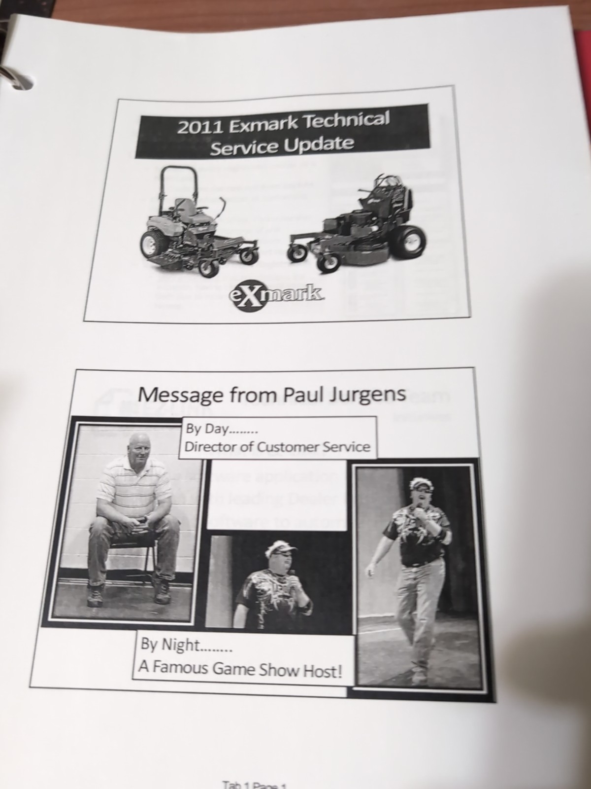 eXmark Tools 2011 Service School Training Material Binder; HC VG
