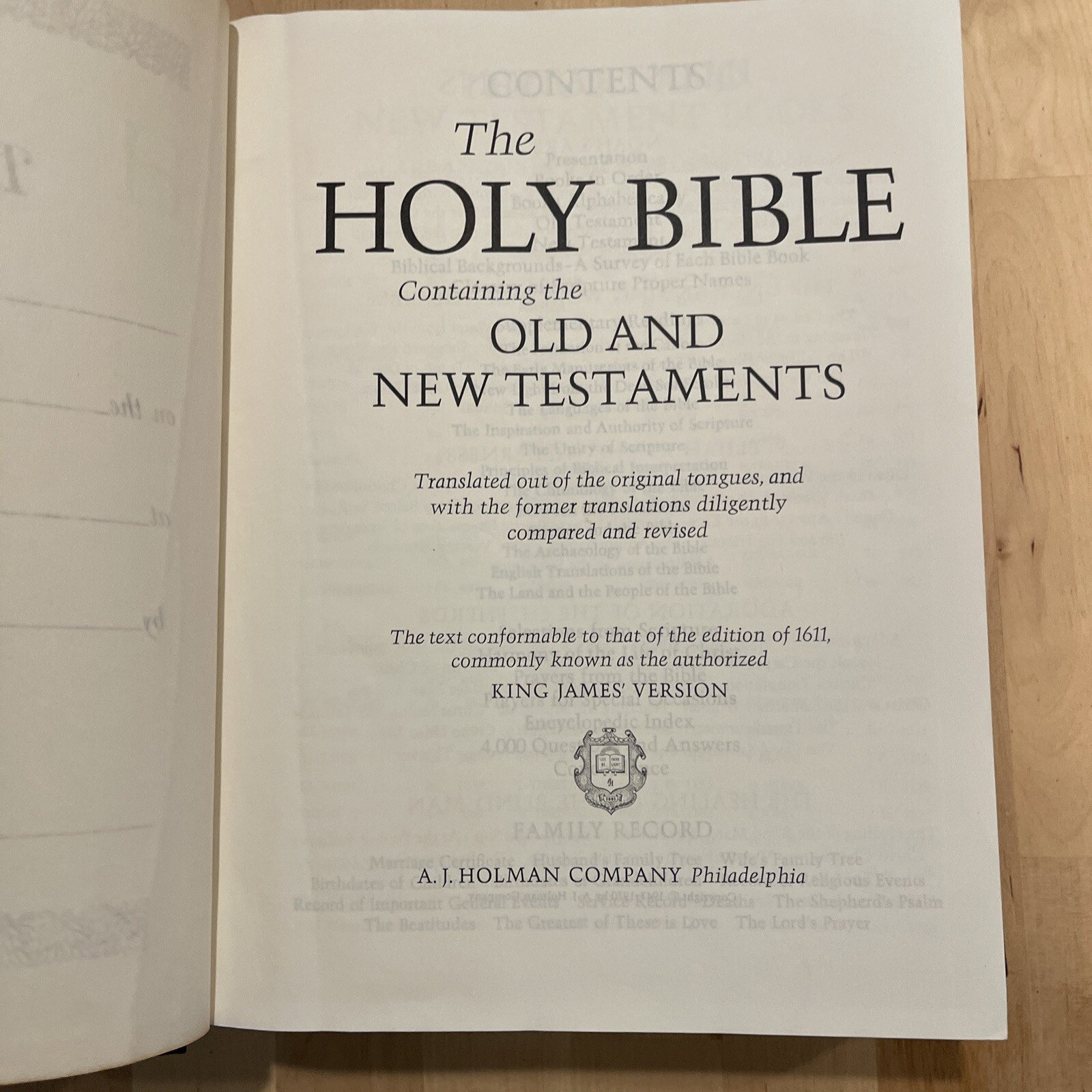 HOLY BIBLE 1970 King James Vintage HOLMAN Large Print Family Bible Illustrated