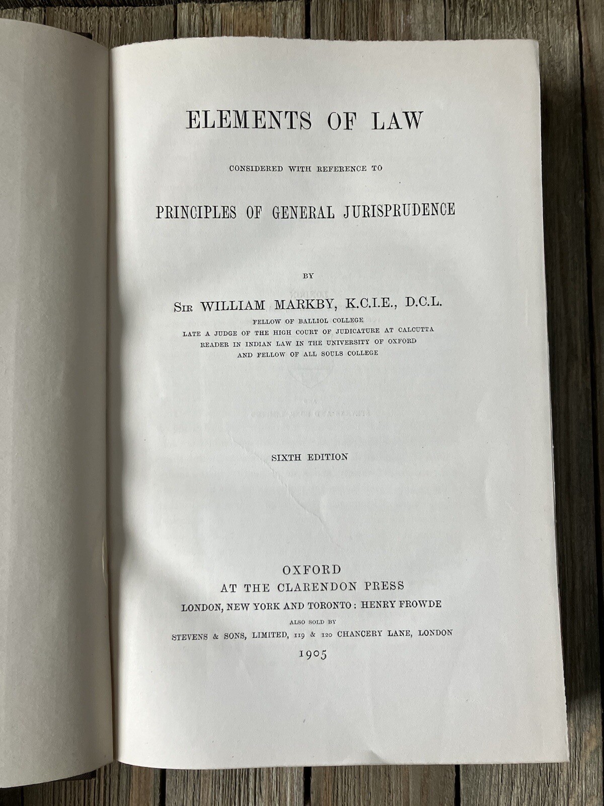 Antique Unread Uncut 1900s Law Book | Elements Of Law (1905) – William Markby