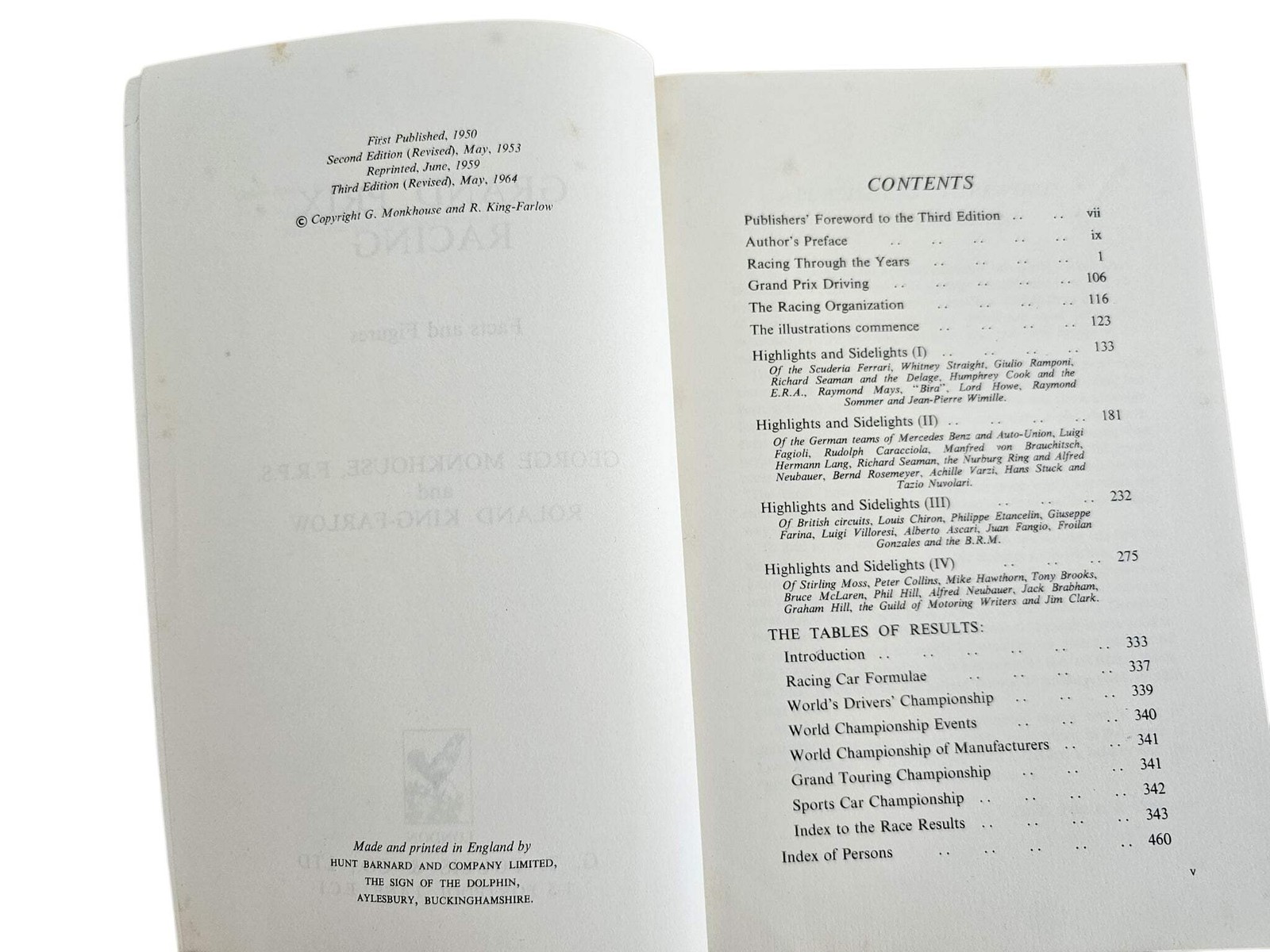 Grand Prix Racing Facts and Figures 1894-1963 (Monkhouse, 3rd Edition 1964)