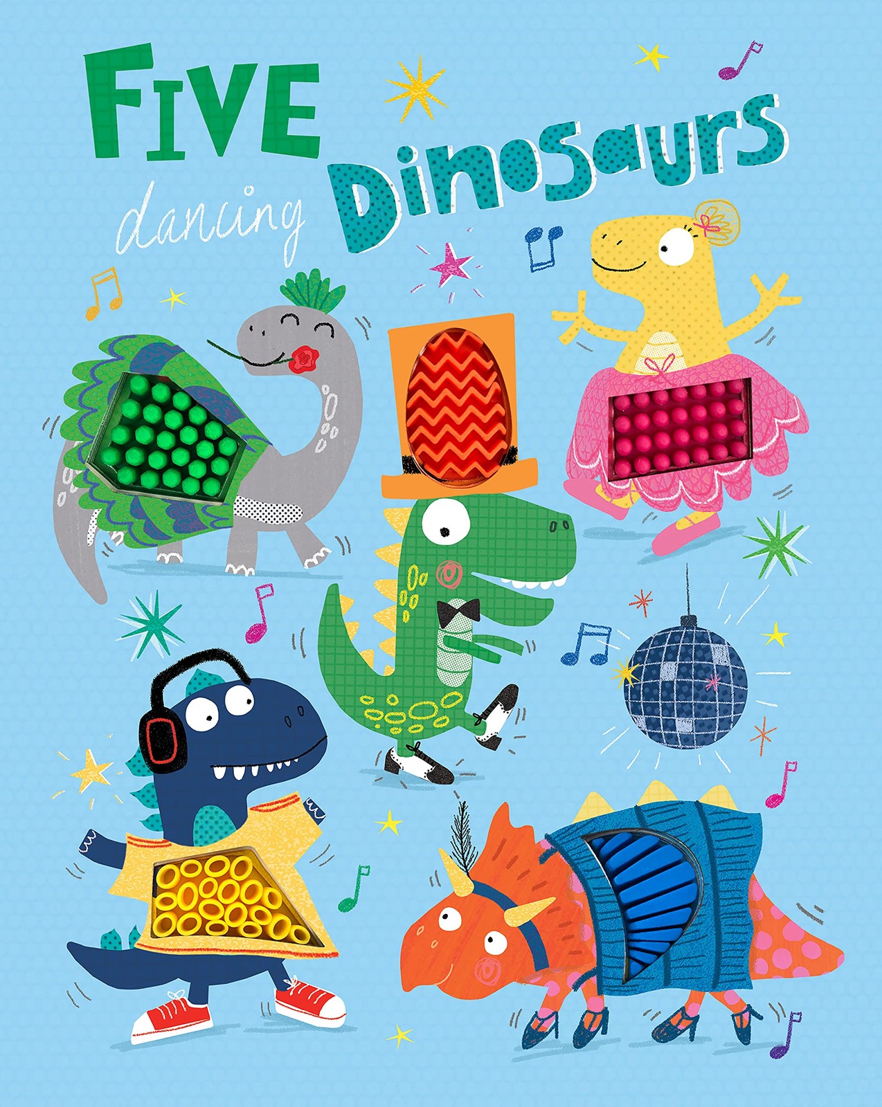 Five Dancing Dinosaurs – Silicone Touch and Feel Board Book – Counting (Touc…
